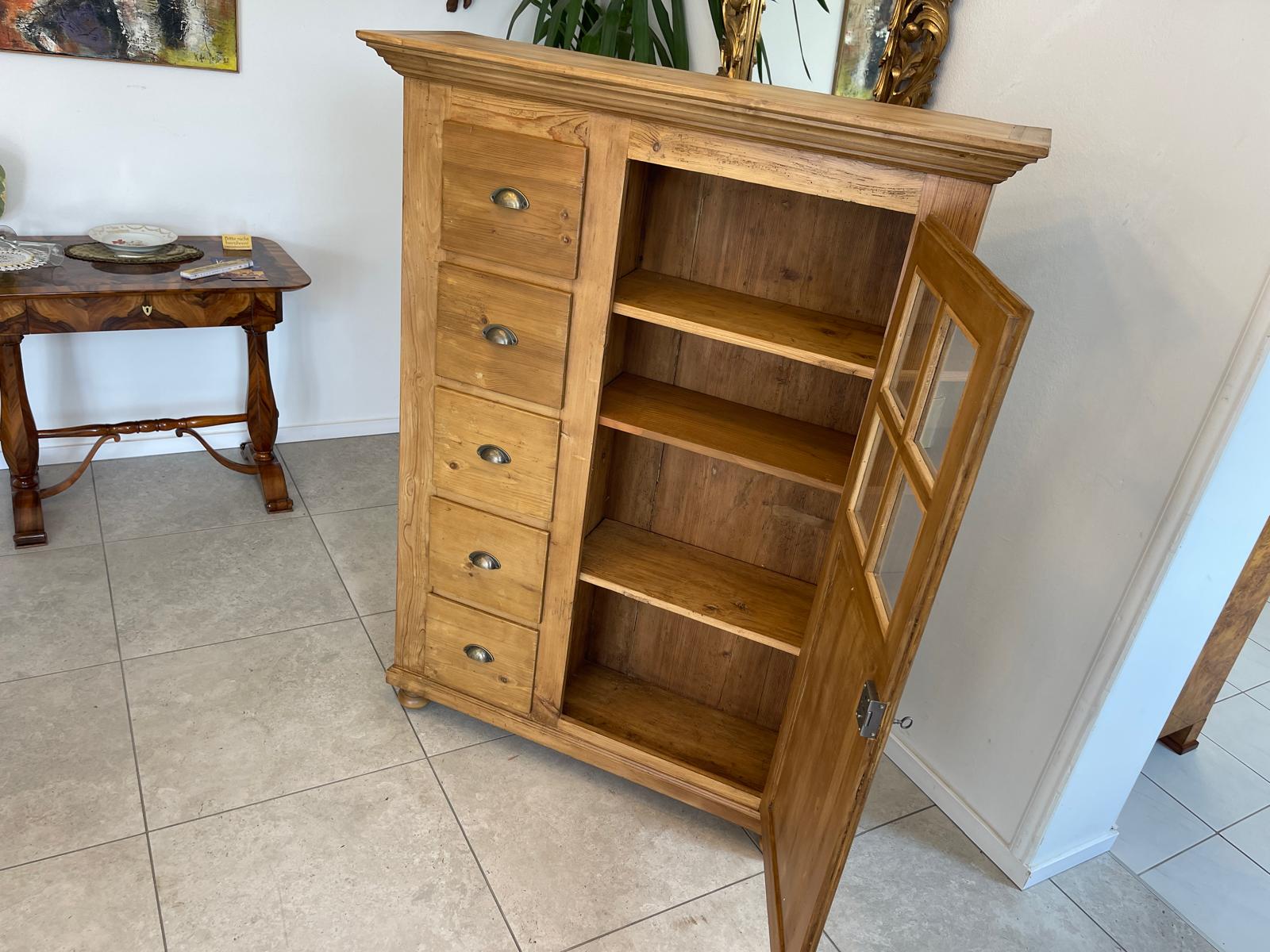 Antiker Biedermeier Brotschrank Almerschrank Vorratskasten Vitrine Bauernvitrine G1652