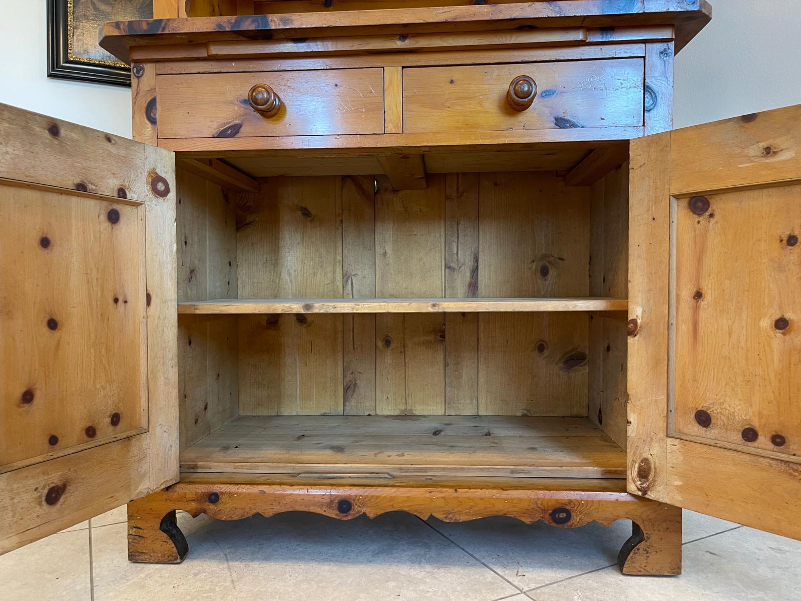 Zirbenholz Kredenz Küchenvitrine Butzenglas Küchenschrank G1263