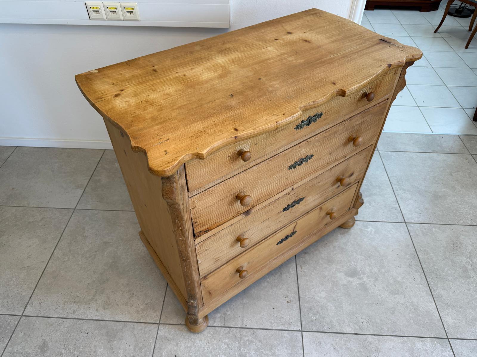 Gründerzeit 4 Laden Kommode Ladenschrank Naturholz Bauernkommode G1837