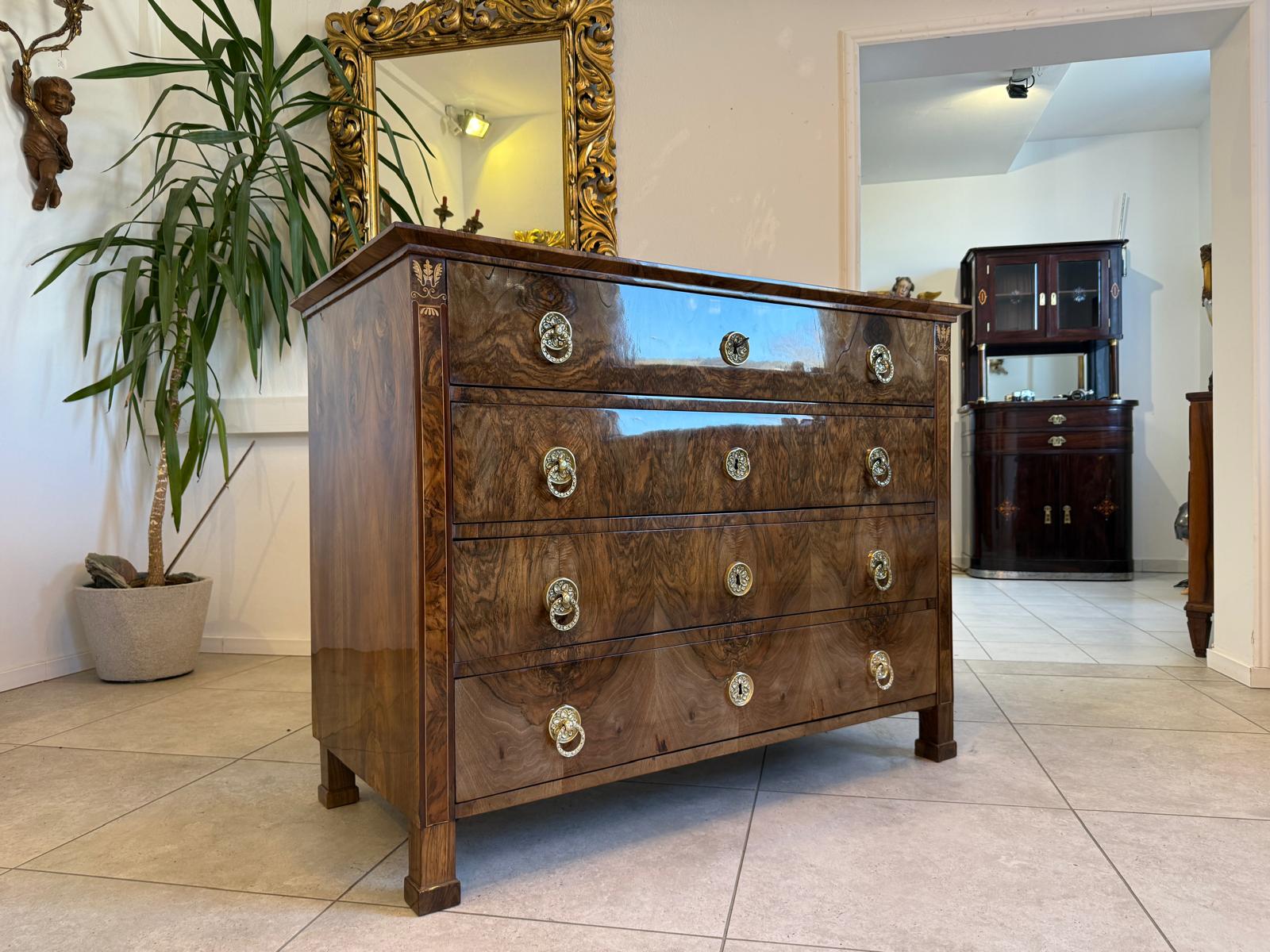 Restaurierte Biedermeier Kommode 4 Ladenkommode Nussholz Antiquität D1217