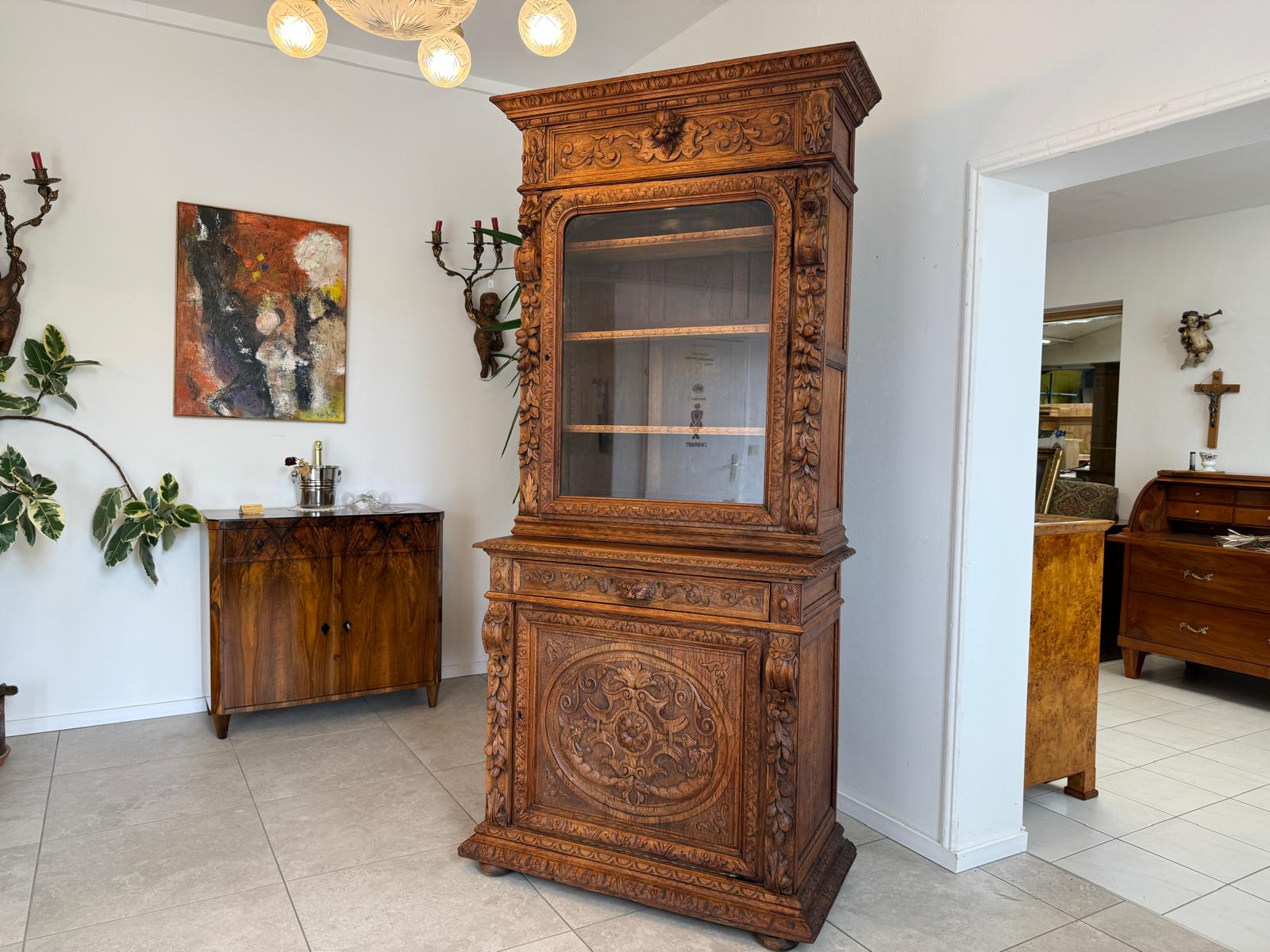 Gründerzeit Aufsatzbuffet Schnitzkunst Antiquität G1908