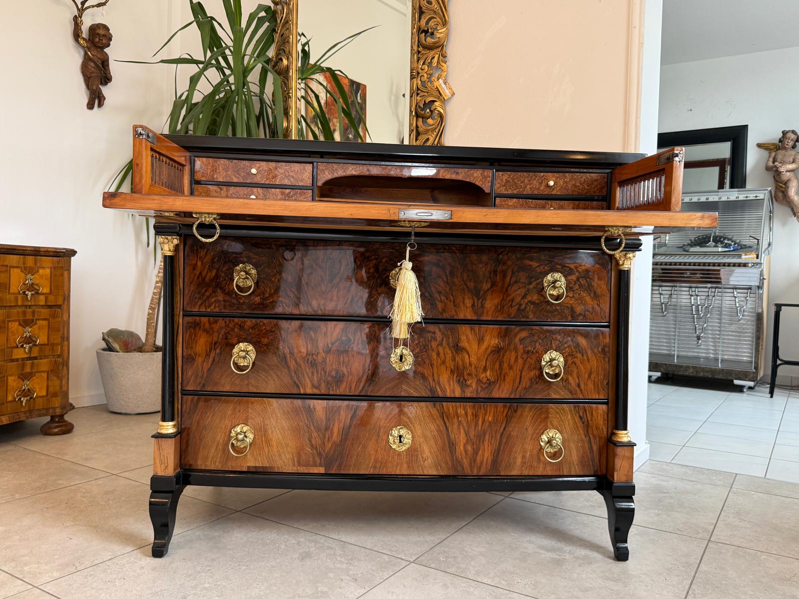 SALE Restaurierte Empire Schreibkommode Nussholz Antiquität Antikmöbel D2680