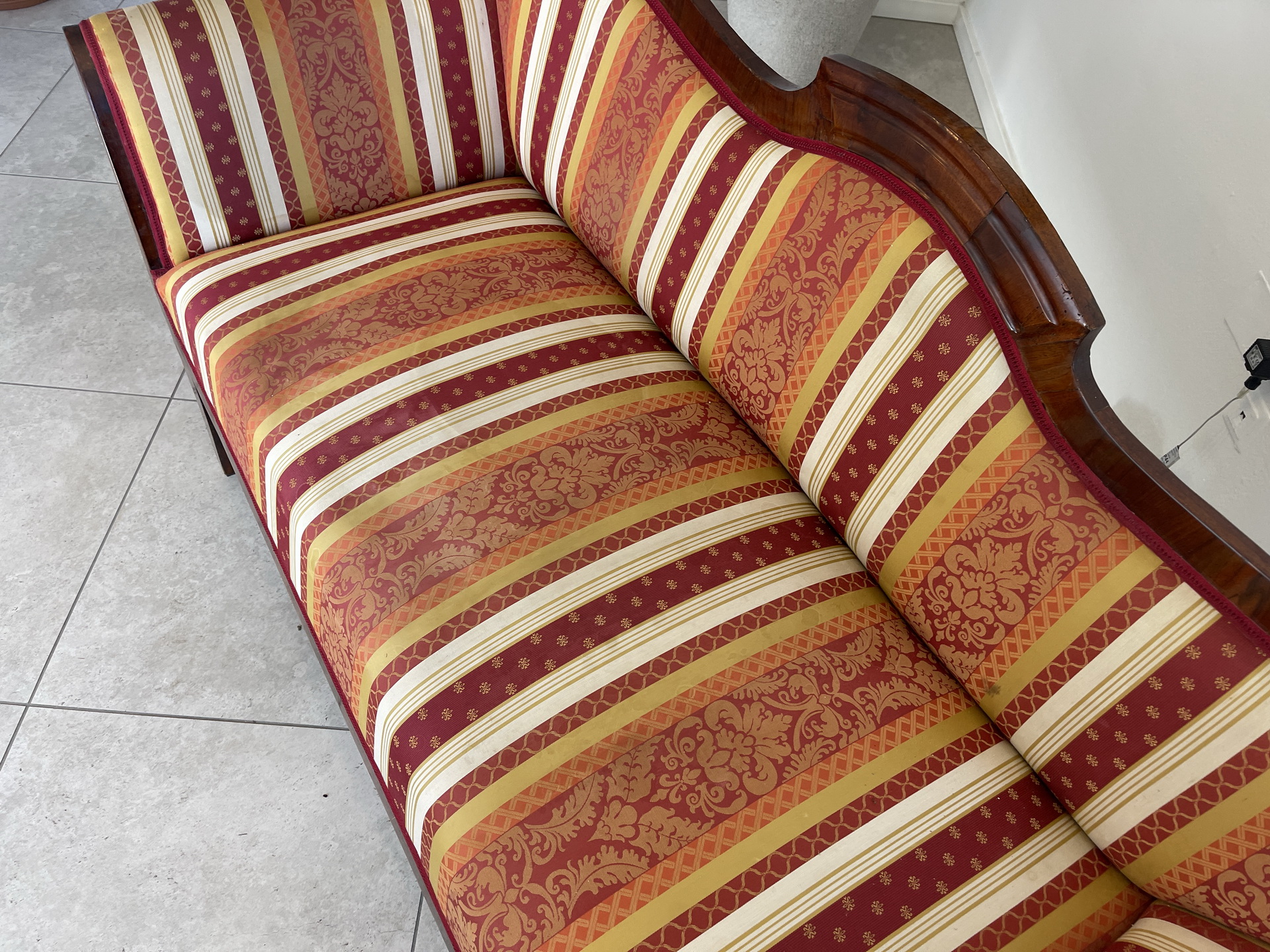 Biedermeier-_20 Biedermeier Sofa Diwan Couch Chaiselongue Antik 1850 Nuss Holz A4134