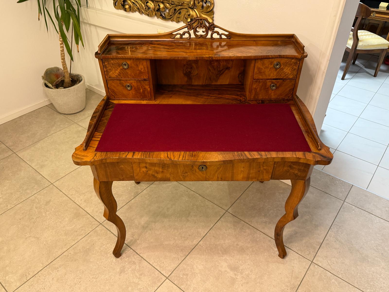 Spätbiedermeier Damen Sekretär Schreibtisch Nussholz G2261
