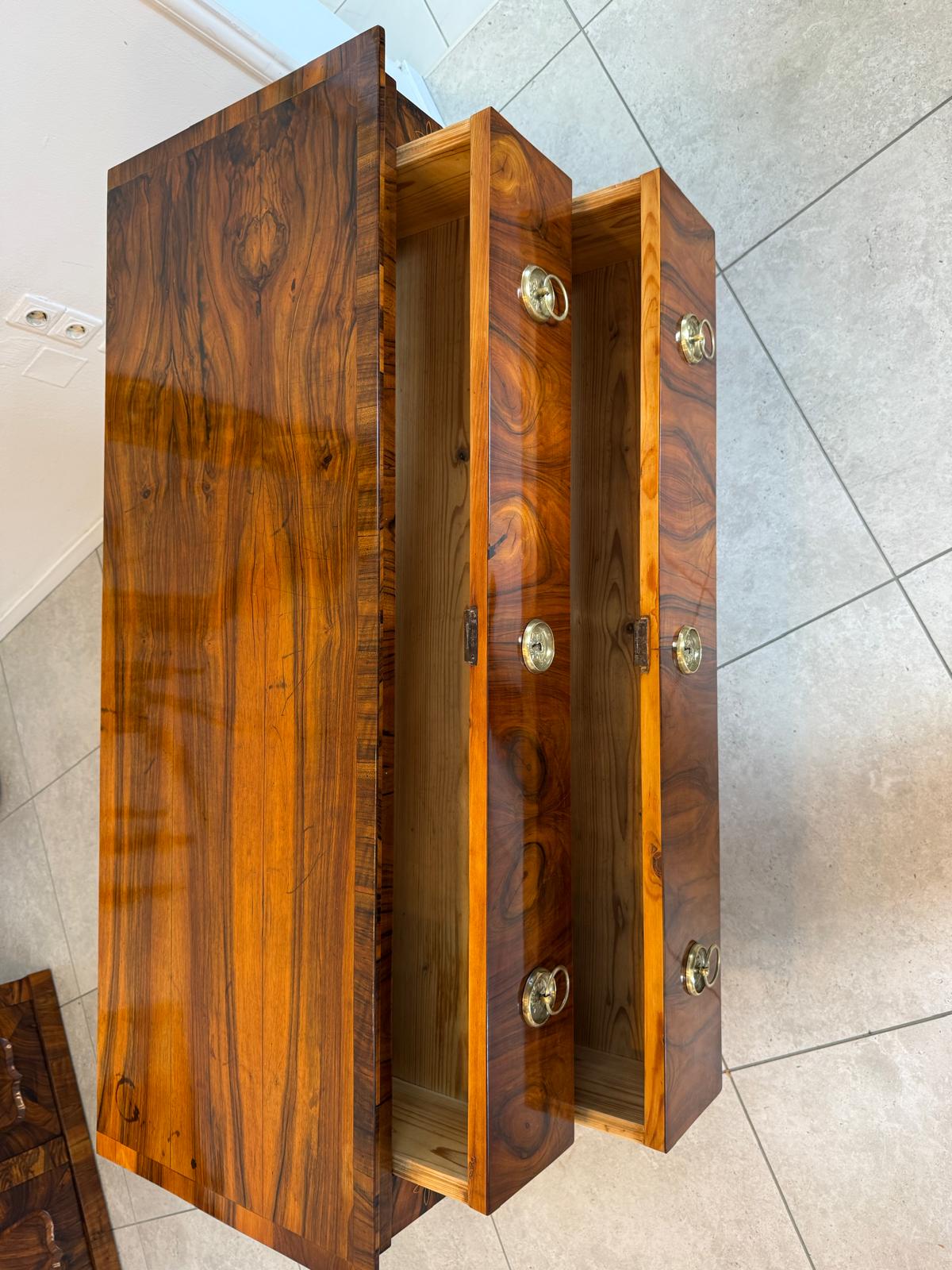 Biedermeier Kommode 3 Ladenkommode Nussholz Antiquität Restauriert D2474