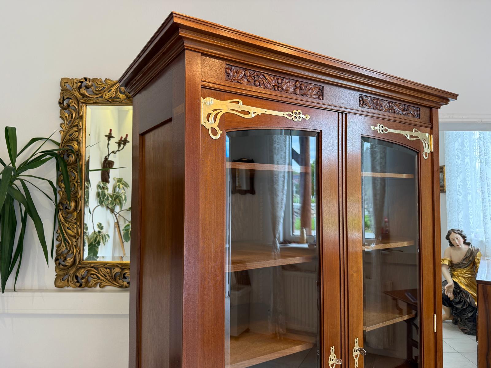 Jugendstil Vitrine Glasschrank Bücherschrank Bibliothekschrank Antiquität D2866