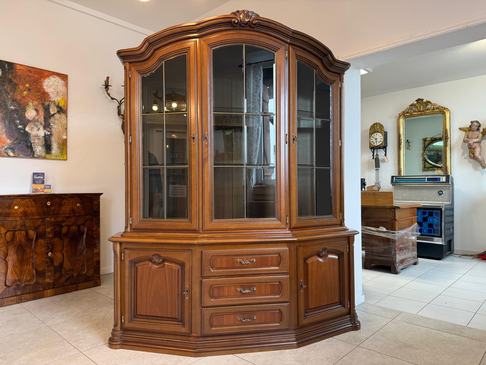 Barockstil Vitrine Buchenholz Bücherschrank Stilschrank D2370-1