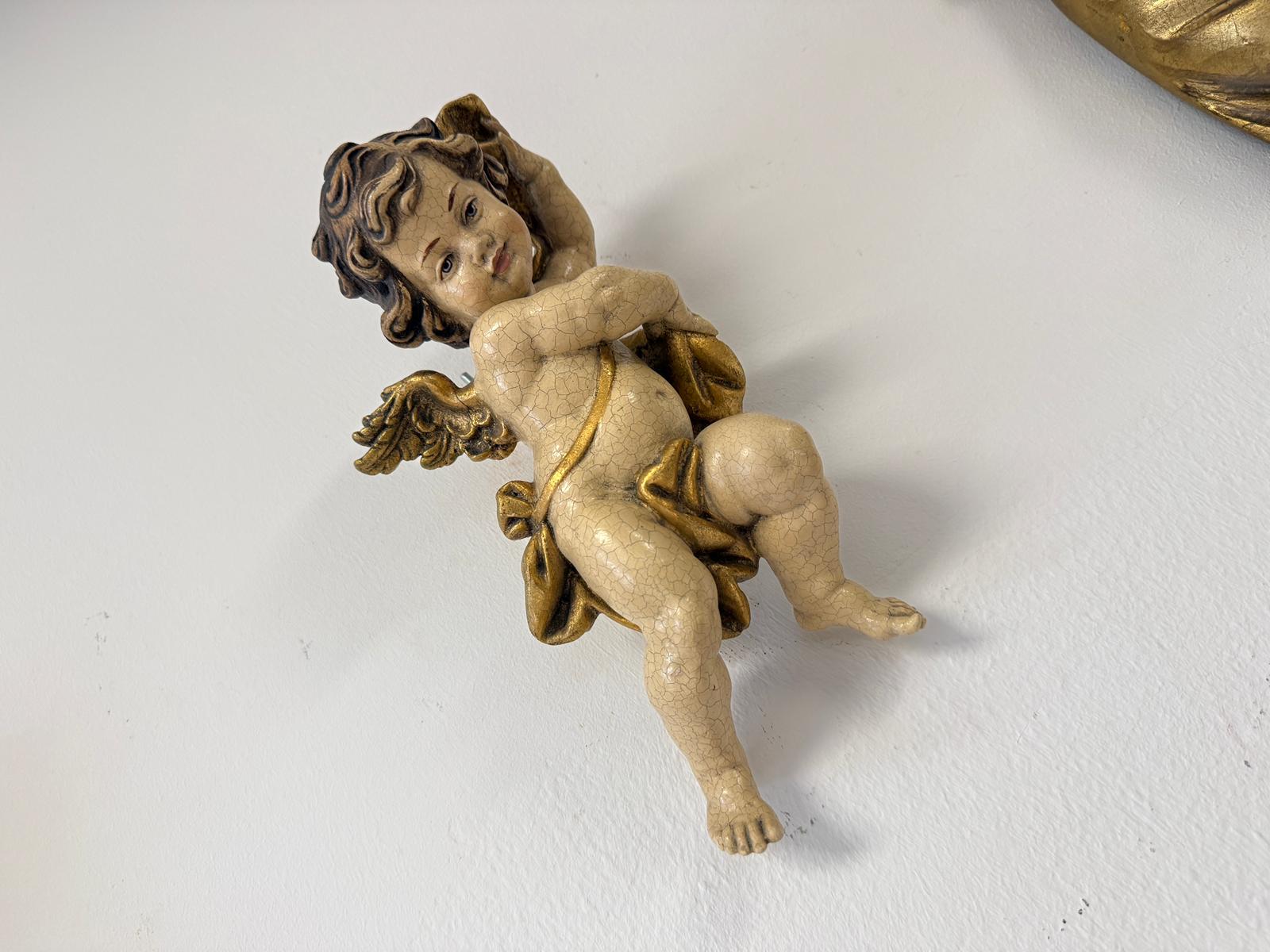 Hölzerne Engelsfigur Engel Holzfigur Lindenholz Tirol D1067