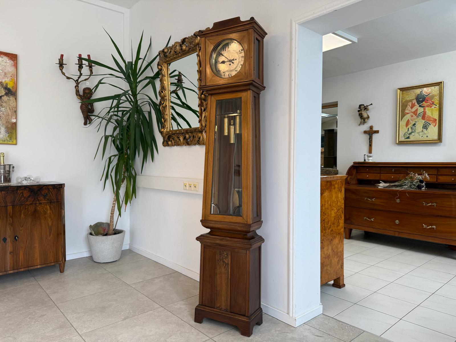 Originaler Jugendstil Regulator Standuhr 3 Gewichte Antik G1894