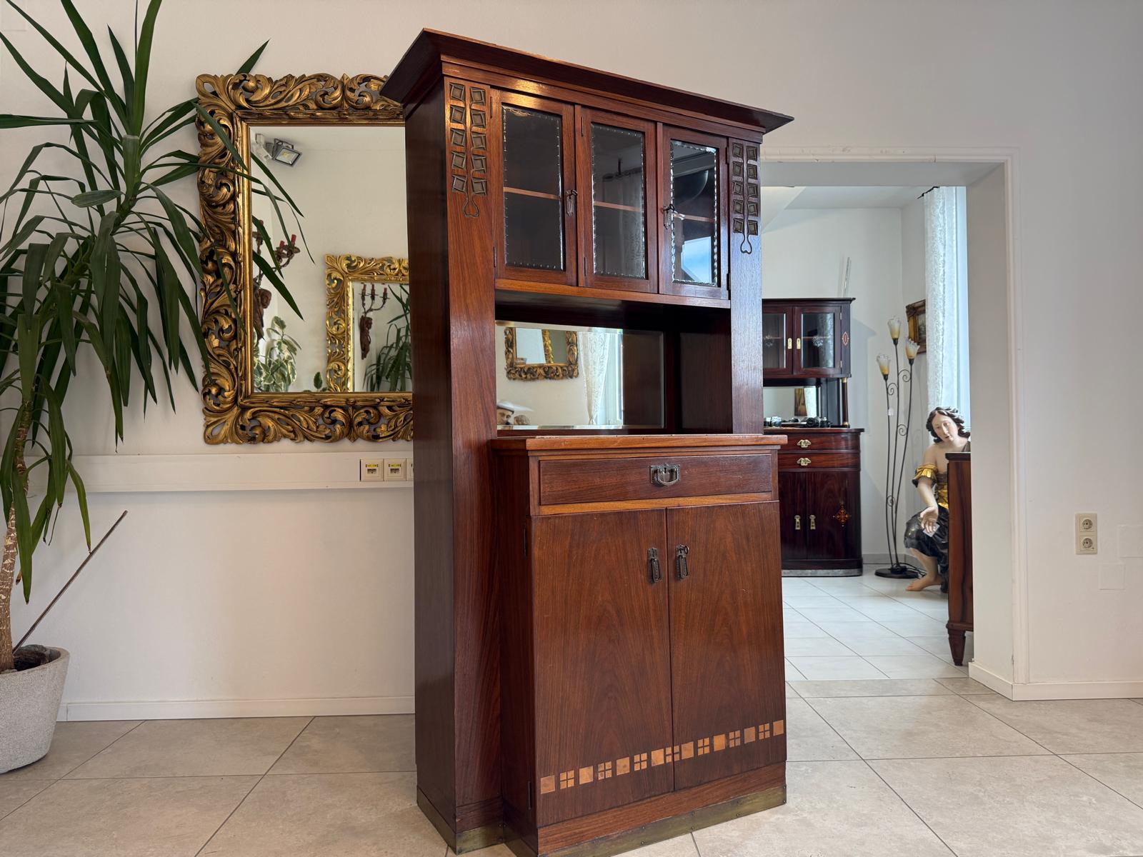 Jugendstil Aufsatzbuffet Bücherschrank Kredenz Original D2306