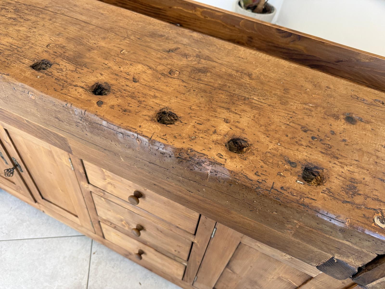 Urige Hobelbank Werkbank Pult Tresen Ladenschrank G2183