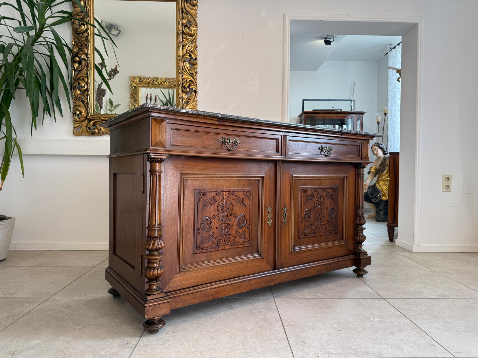 Originale Gründerzeit Anrichte mit Granitplatte Waschtisch Historismus G2769