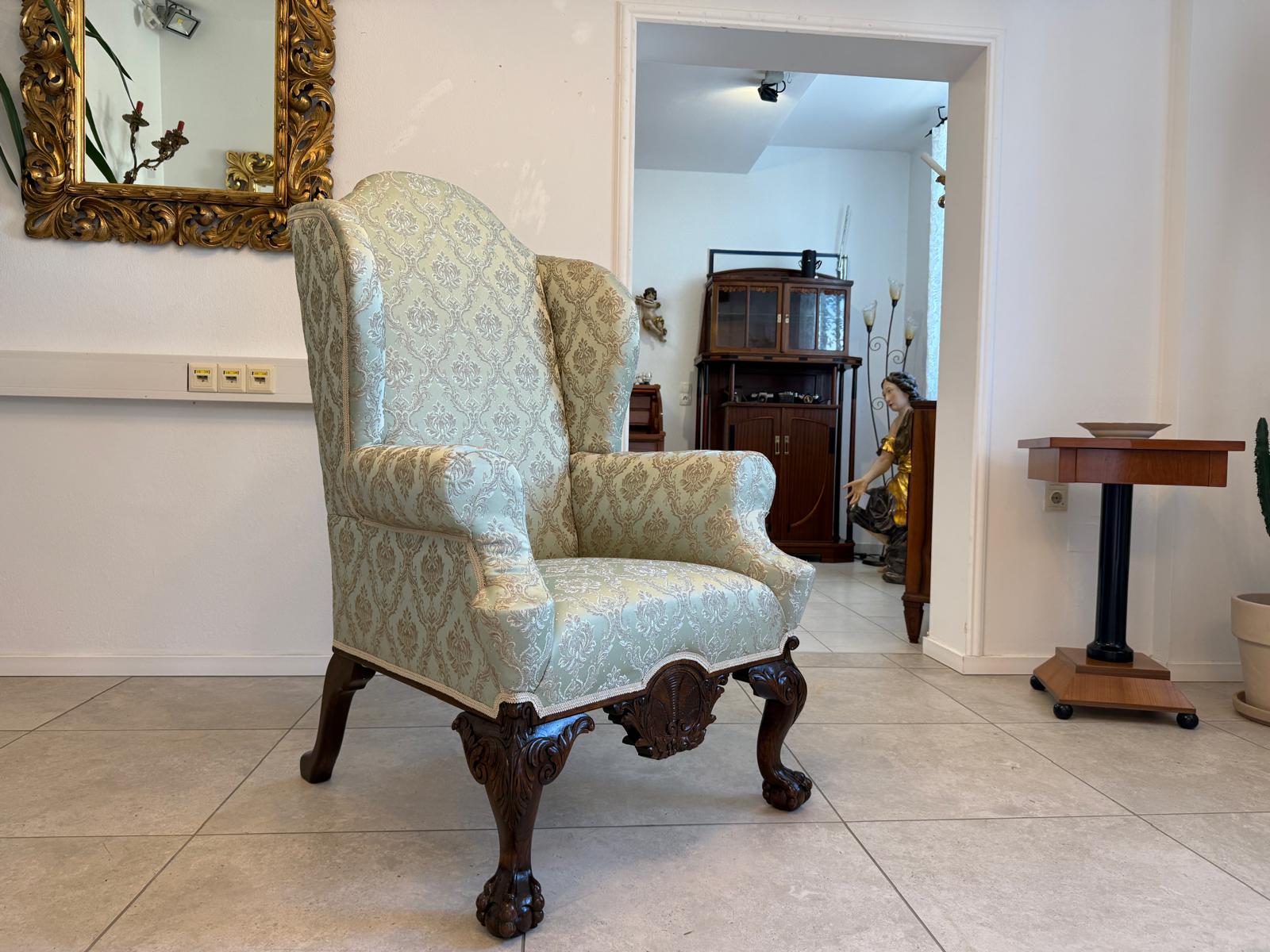 Restaurierter Historismus Ohrenfauteuil Ohrensessel Köinigssessel G1964