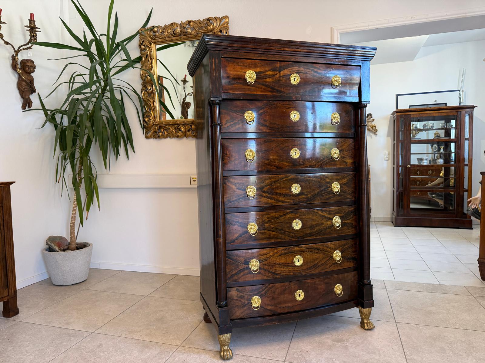 Empire Wochenkommode Nussholz Ladenschrank Antik G2089