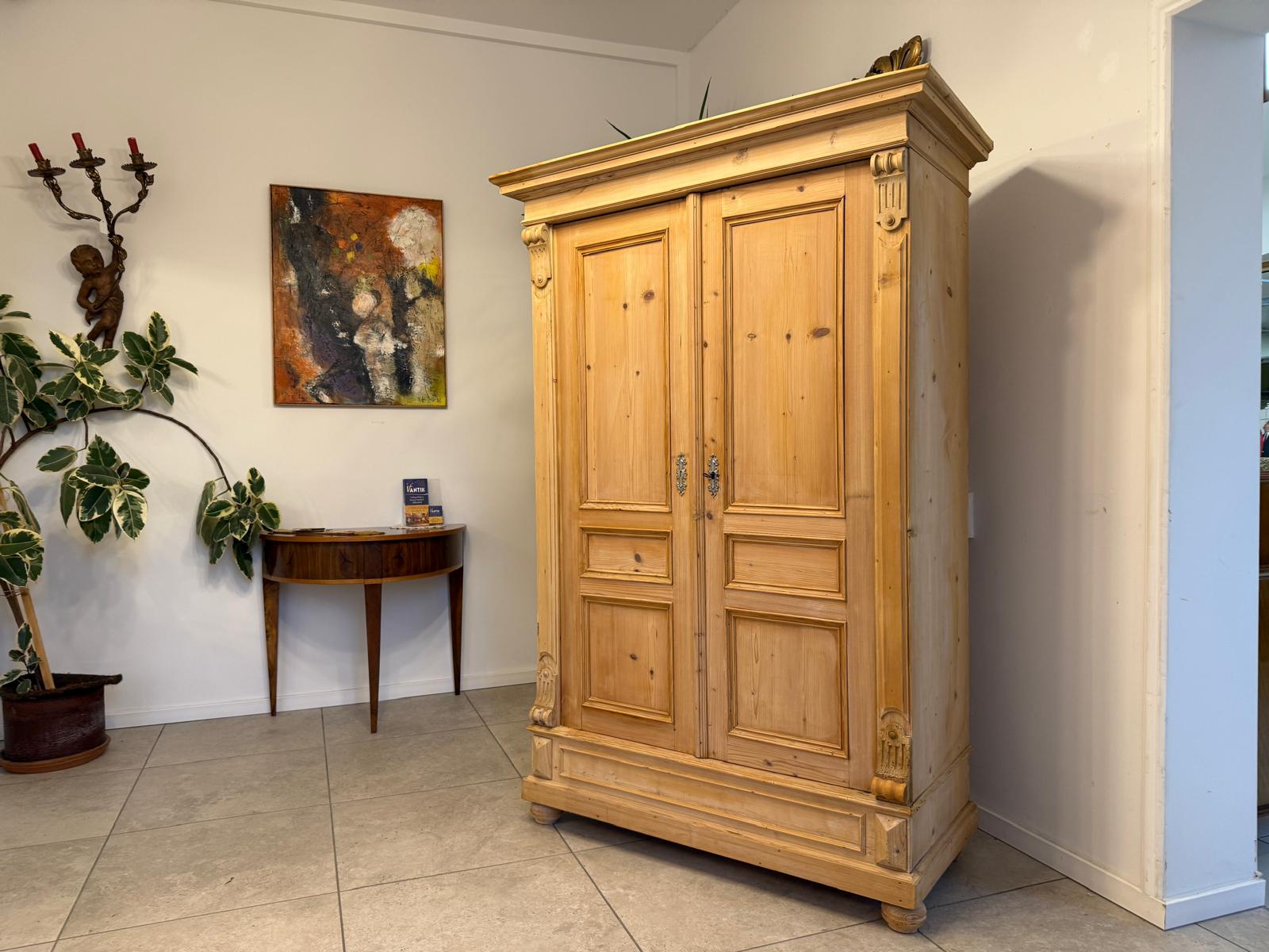 Originaler 2 türiger Bauernschrank Gründerzeit Naturholzschrank G2398