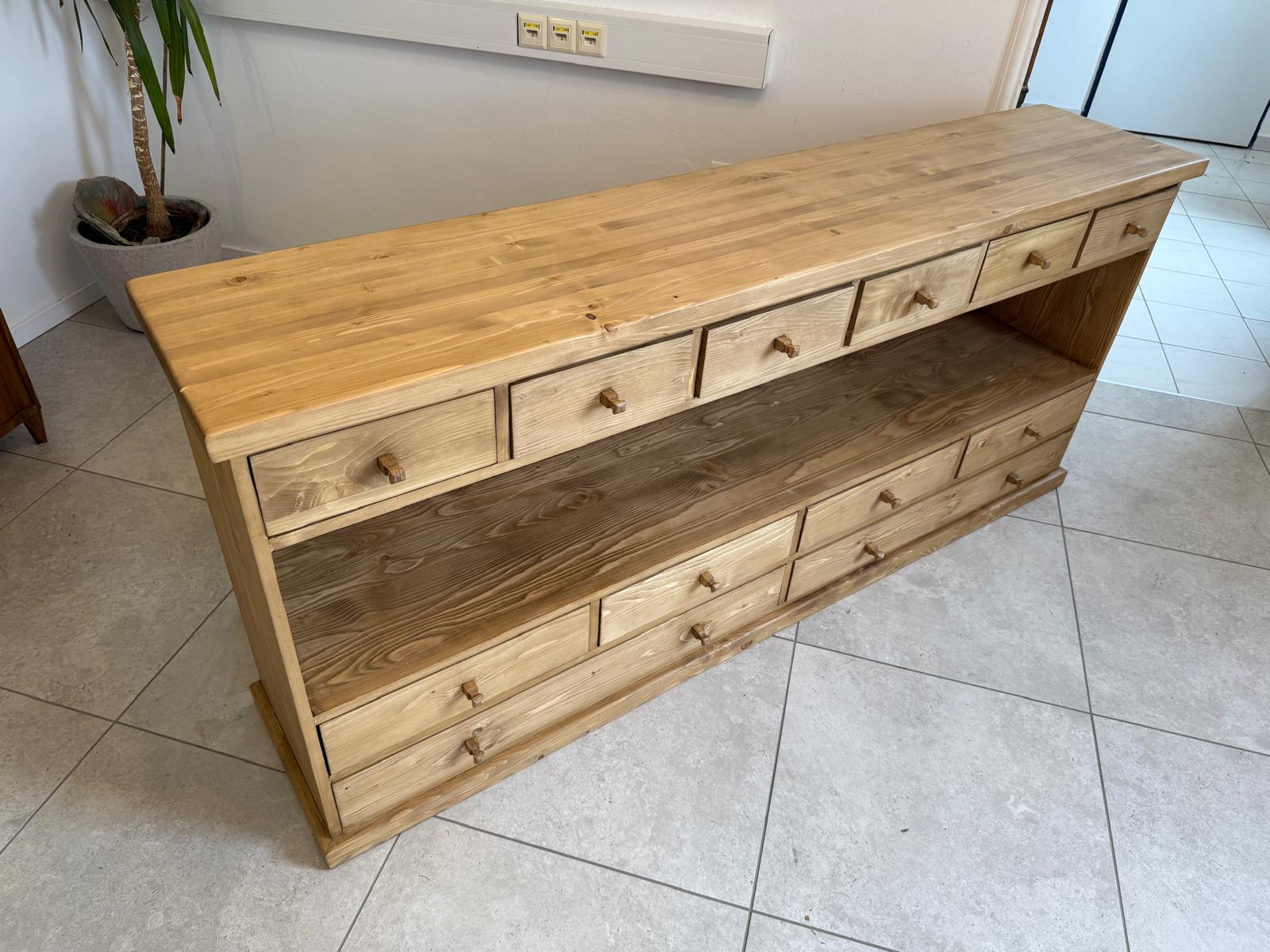 Praktische bäuerliche 12 Laden Kommode Anrichte Sideboard Antik G2070 