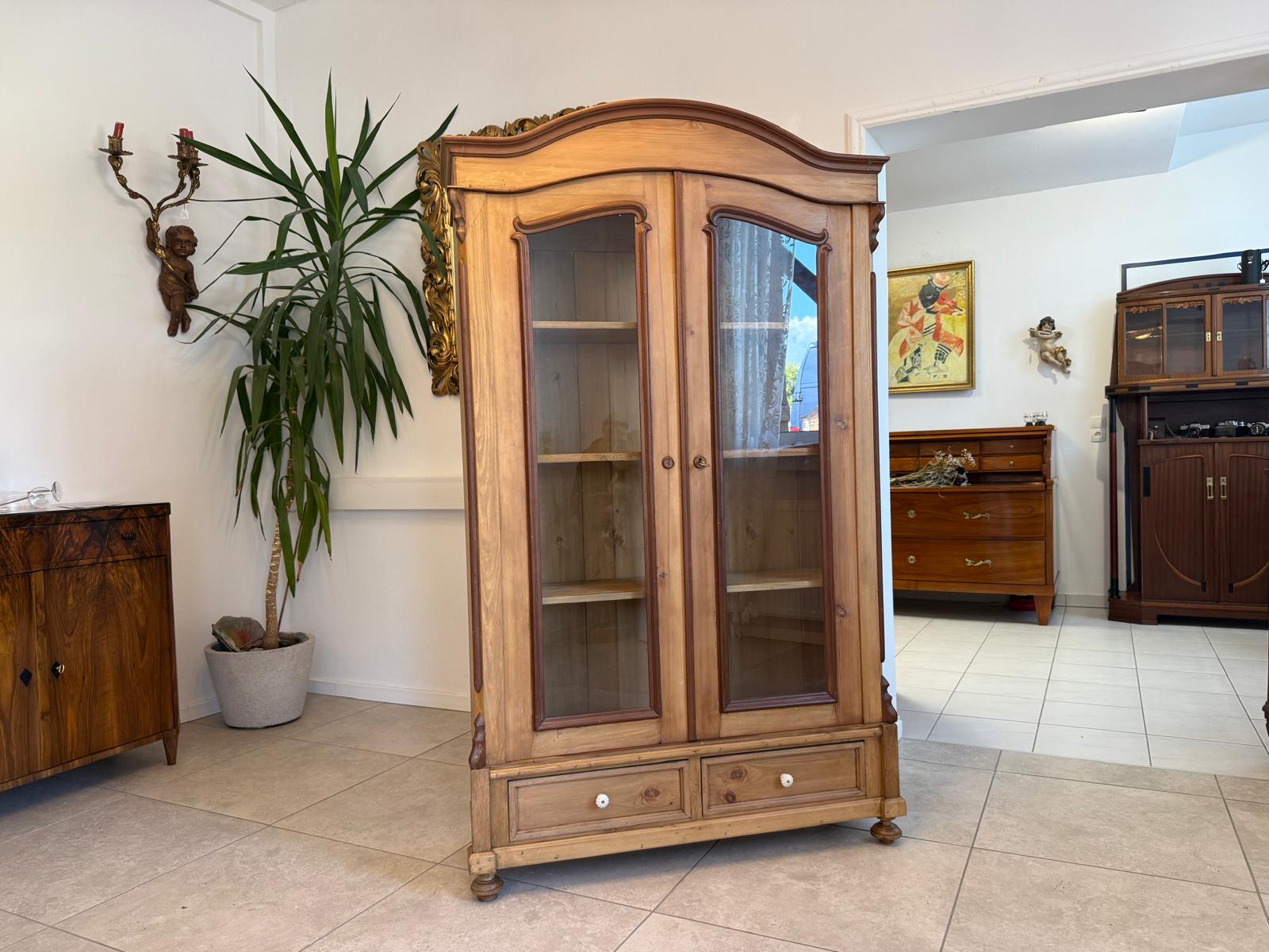 Originale Vitrine Glasvitrine Bücherschrank Bauernvitrine Antik Bauernkasten G1933