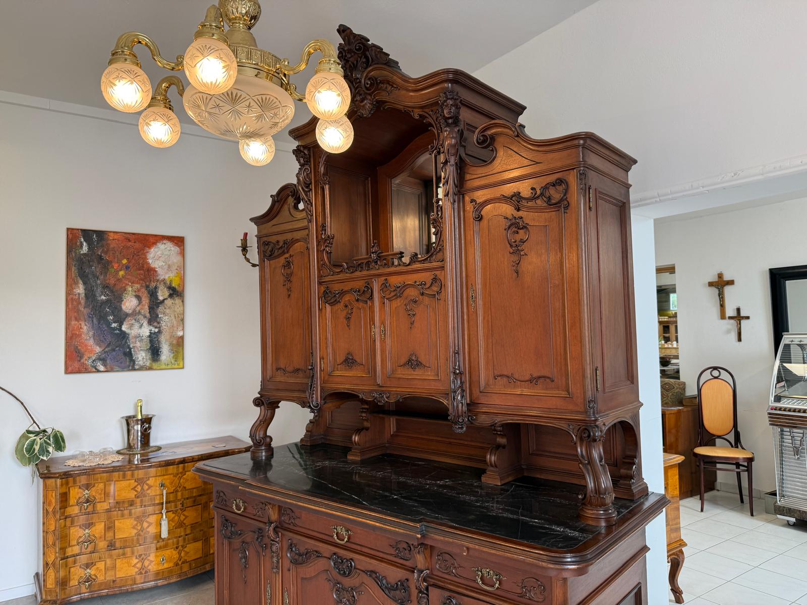 Figurales Pfeiferlbarock Aufsatzbuffet Altarschrank Aufsatzschrank / Buffet – D2658