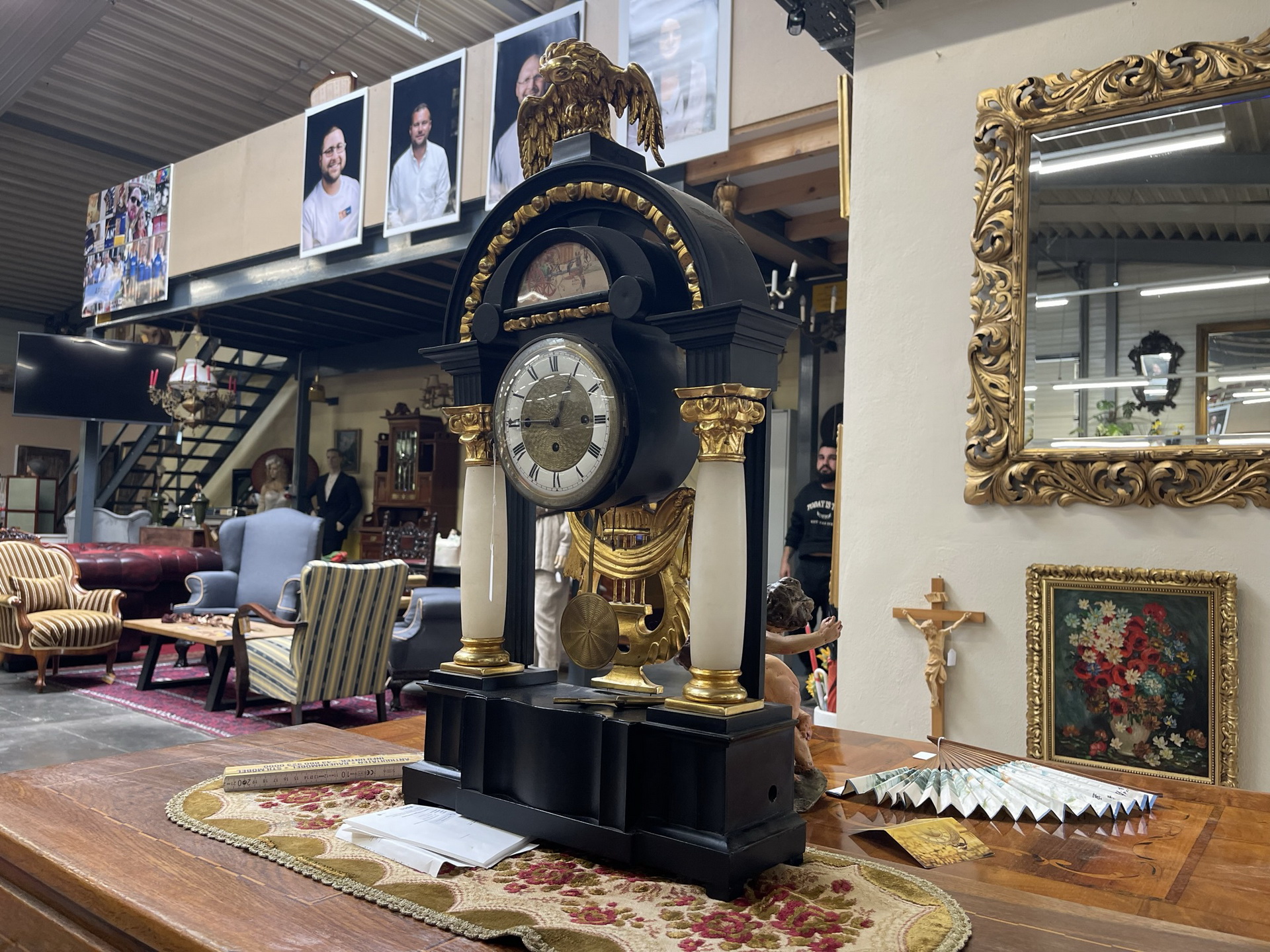 IMG_2891z6bJwsg8PxKJx Originaler Biedermeier Kommodenuhr mit Spielwerk, vergoldet, antik - B1734