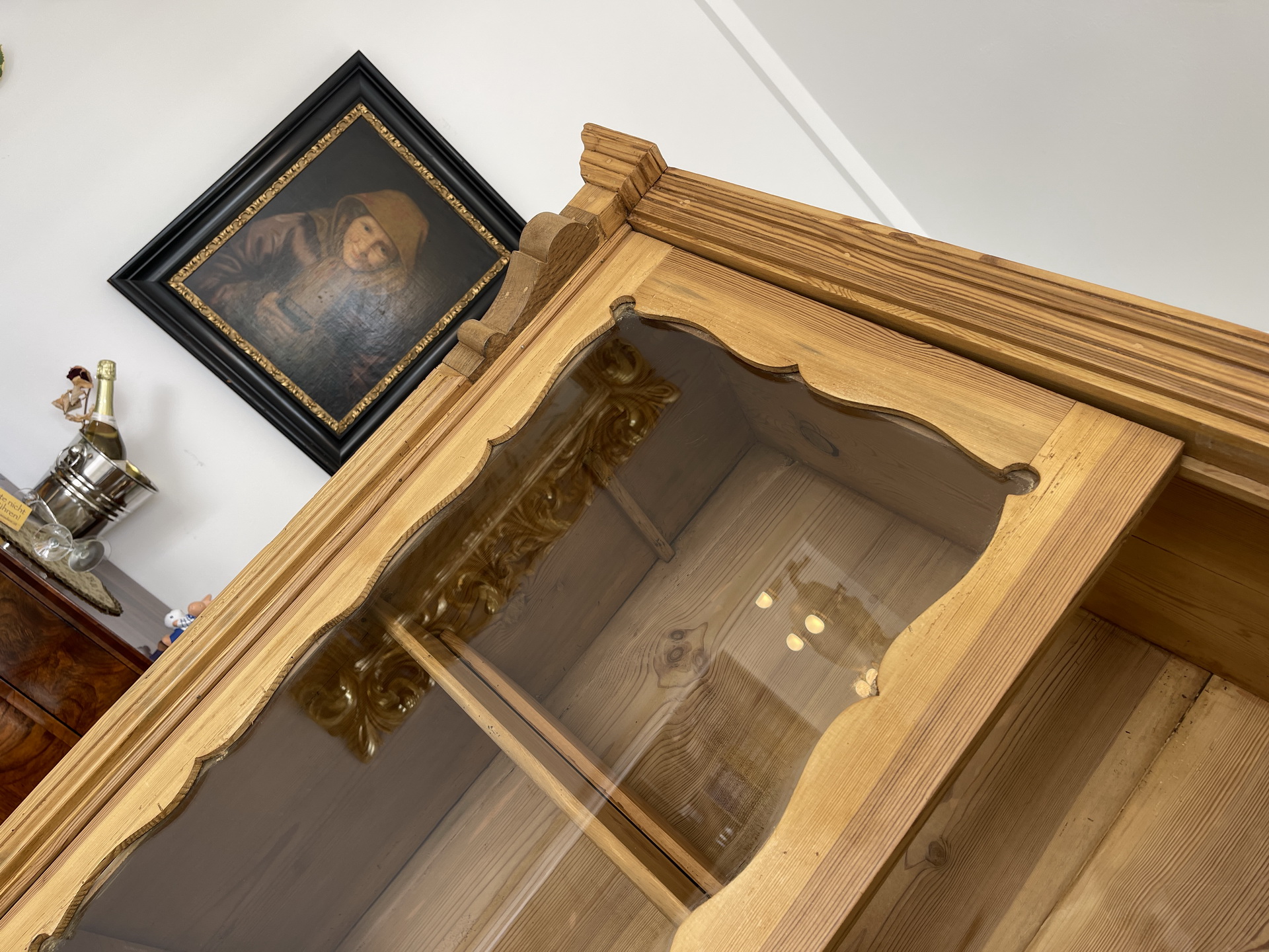 Bauernschrank_138PSuyAWhJm3Jdz Biedermeier Vitrine Naturholz Bücherschrank Bauernschrank A4249