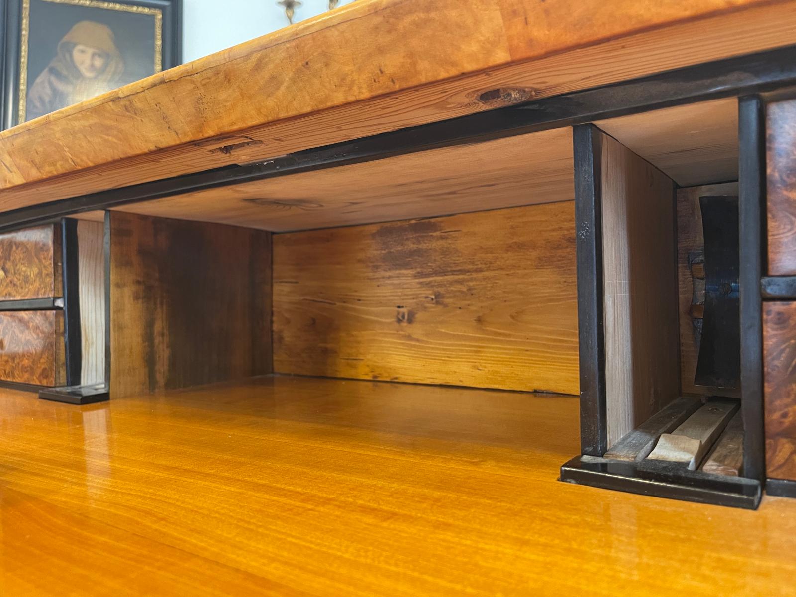 Restaurierte Biedermeier Schreibkommode Sekretär Nussholz Antiquität G1506