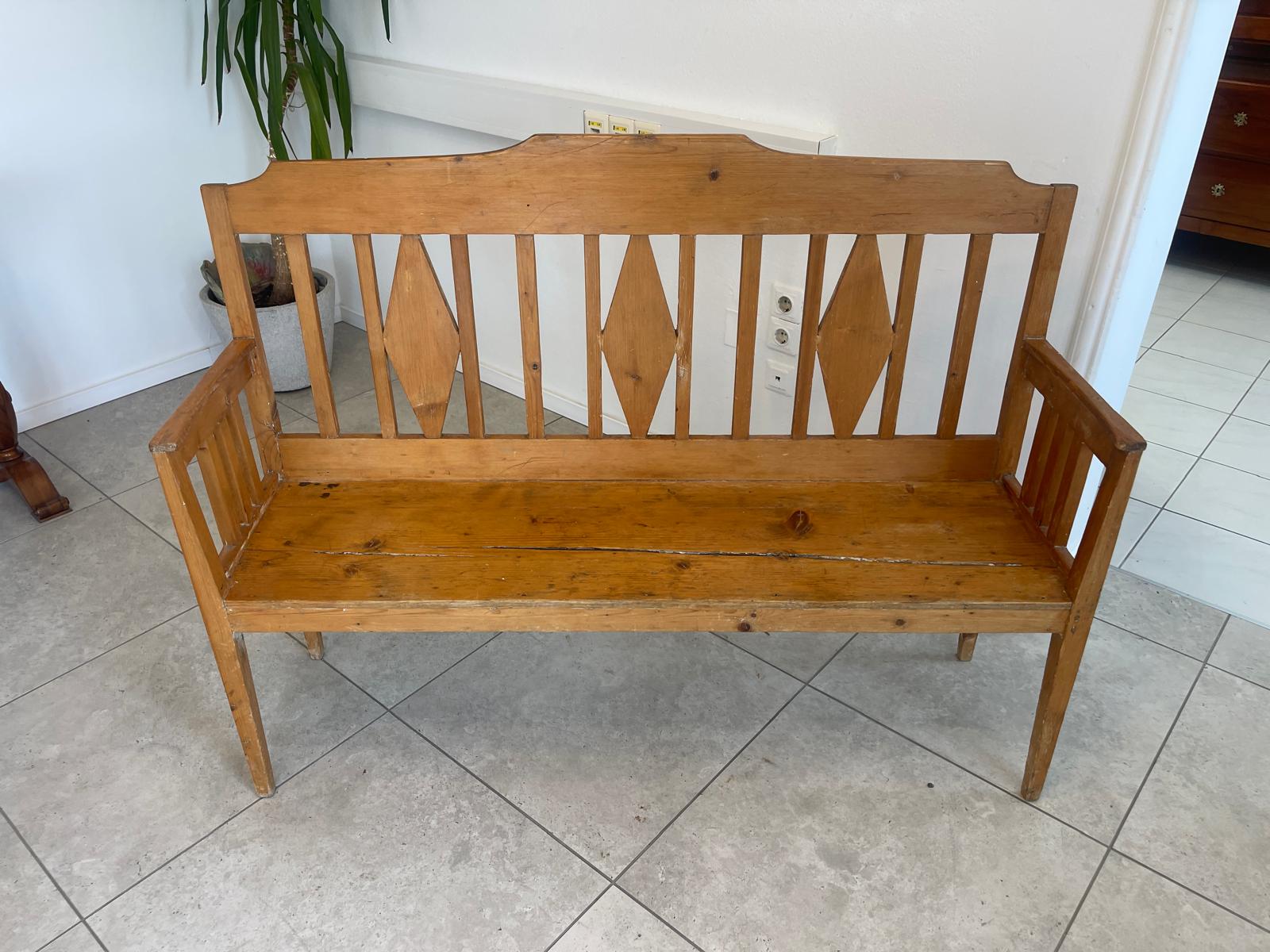 Zierliche Jugendstil Bank Bankerl Sitzbank Holzbankerl G1711