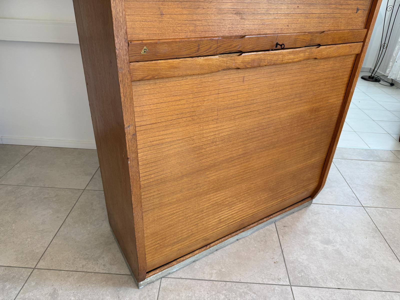 Jugendstil Rolladenschrank Antik Braun Büroschrank G1764