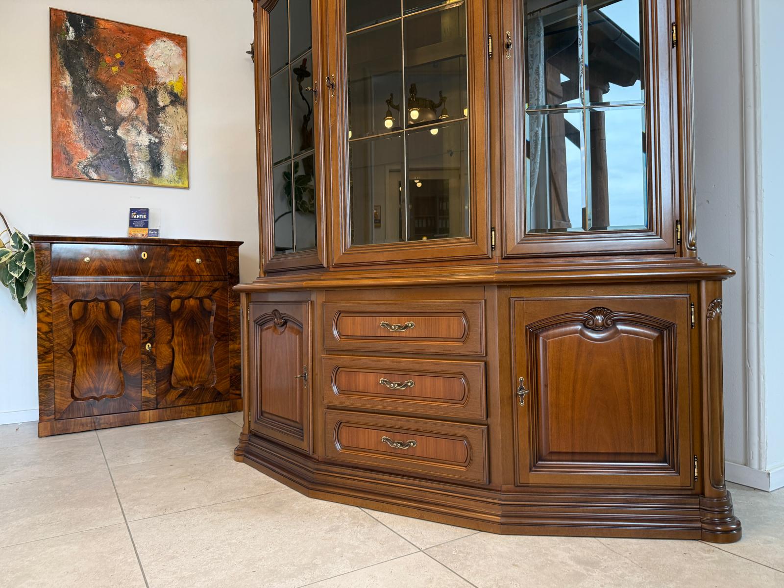 Barockstil Vitrine Buchenholz Bücherschrank Stilschrank D2370-1
