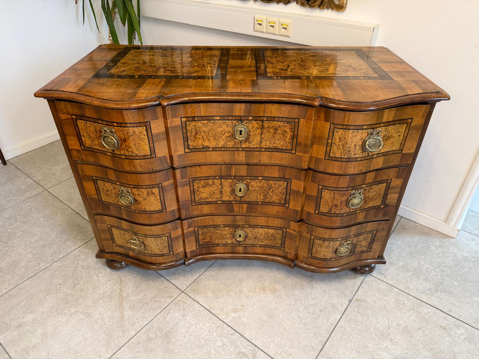 Authentische Barock Kommode Obstholz Marketerien Antiquität Nussholz  G2375