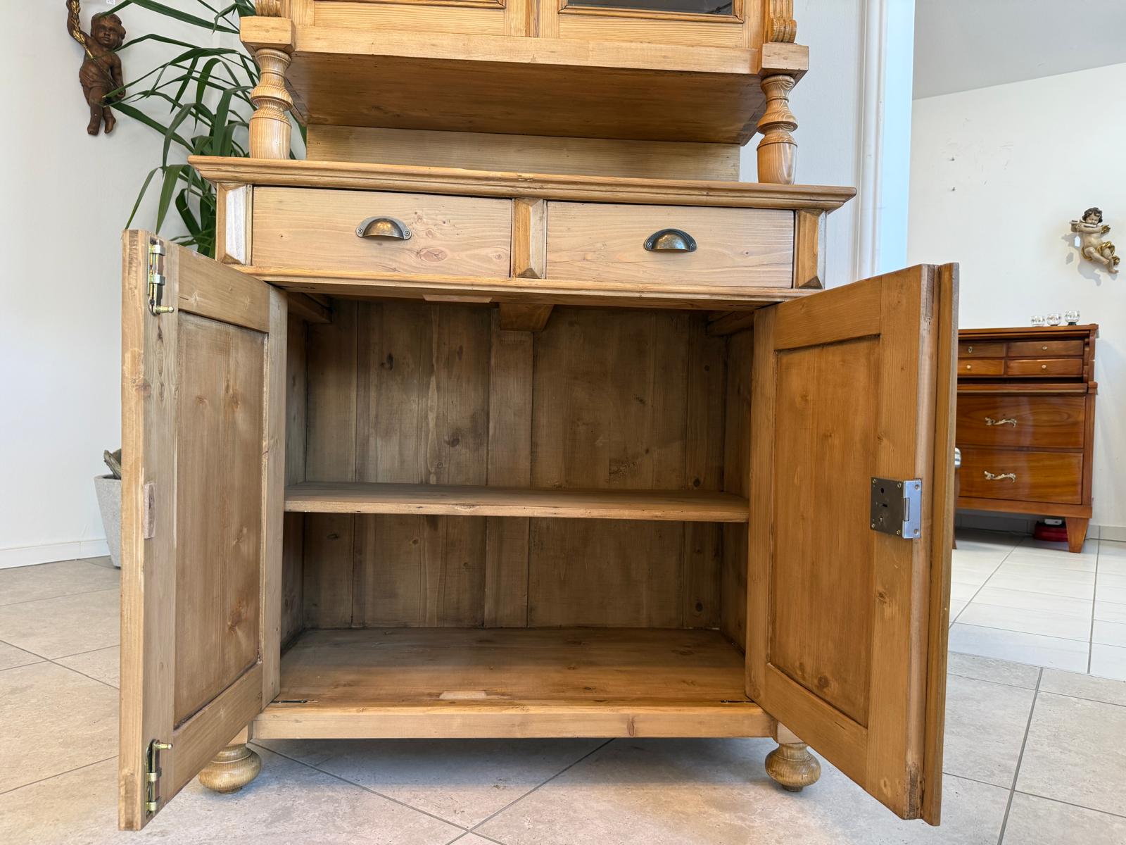 ORIGINALE Gründerzeit Küchenkredenz Antike Bauernmöbel Vitrinenschrank G1783