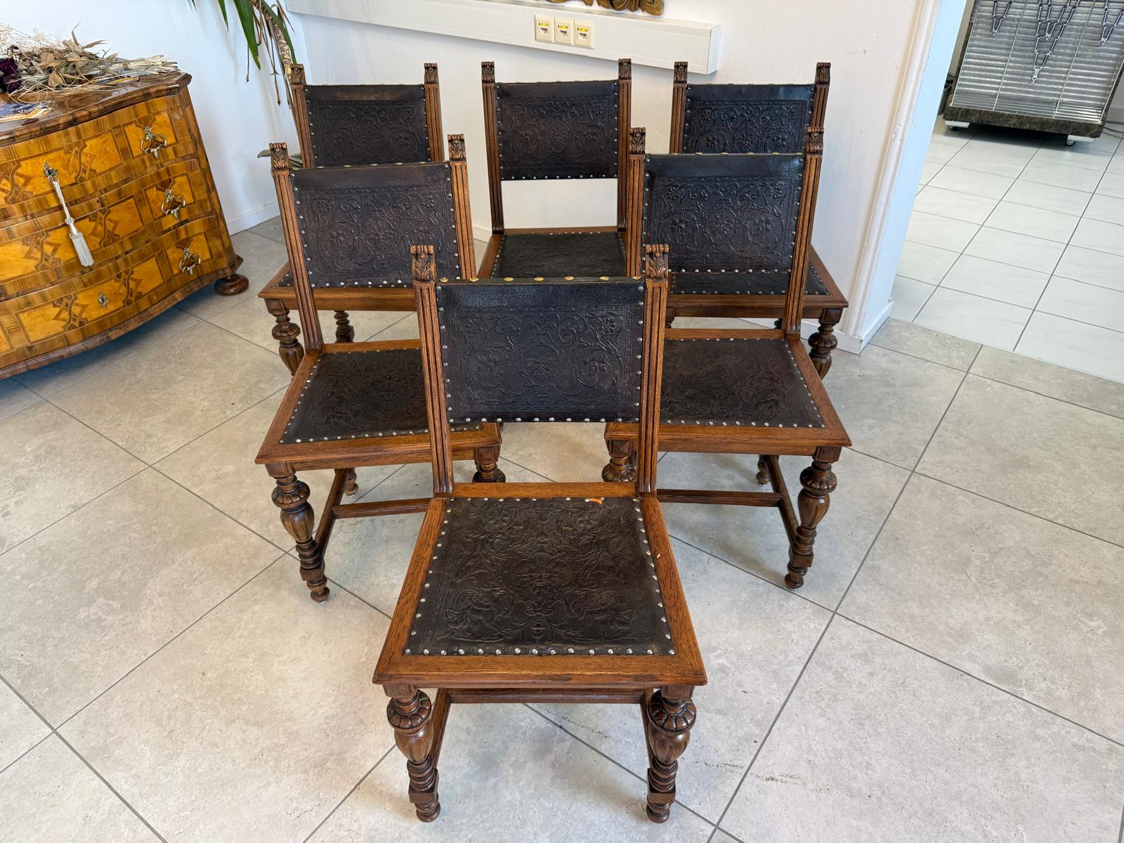 Gründerzeit Sessel Stuhlgruppe 6er Set aus 1875 D2807