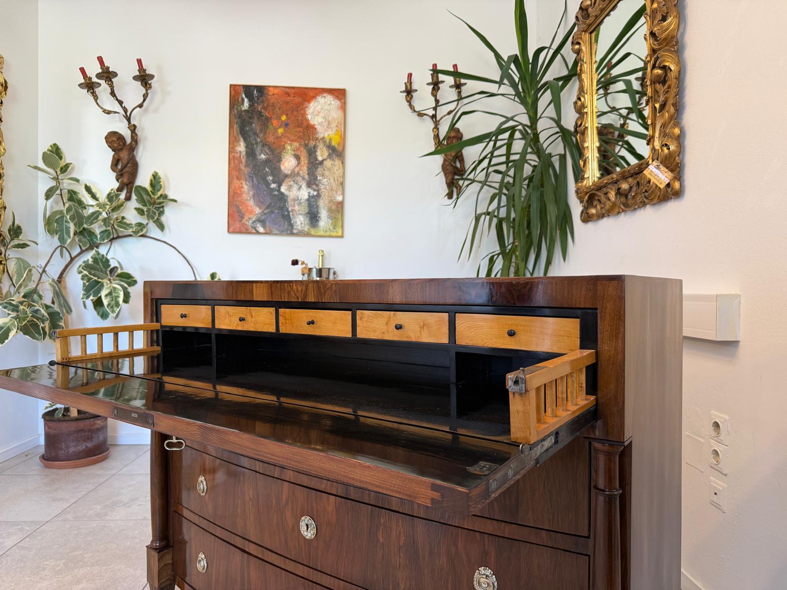 Restaurierte Biedermeier Schreibkommode Nussholz Antiquität G1967