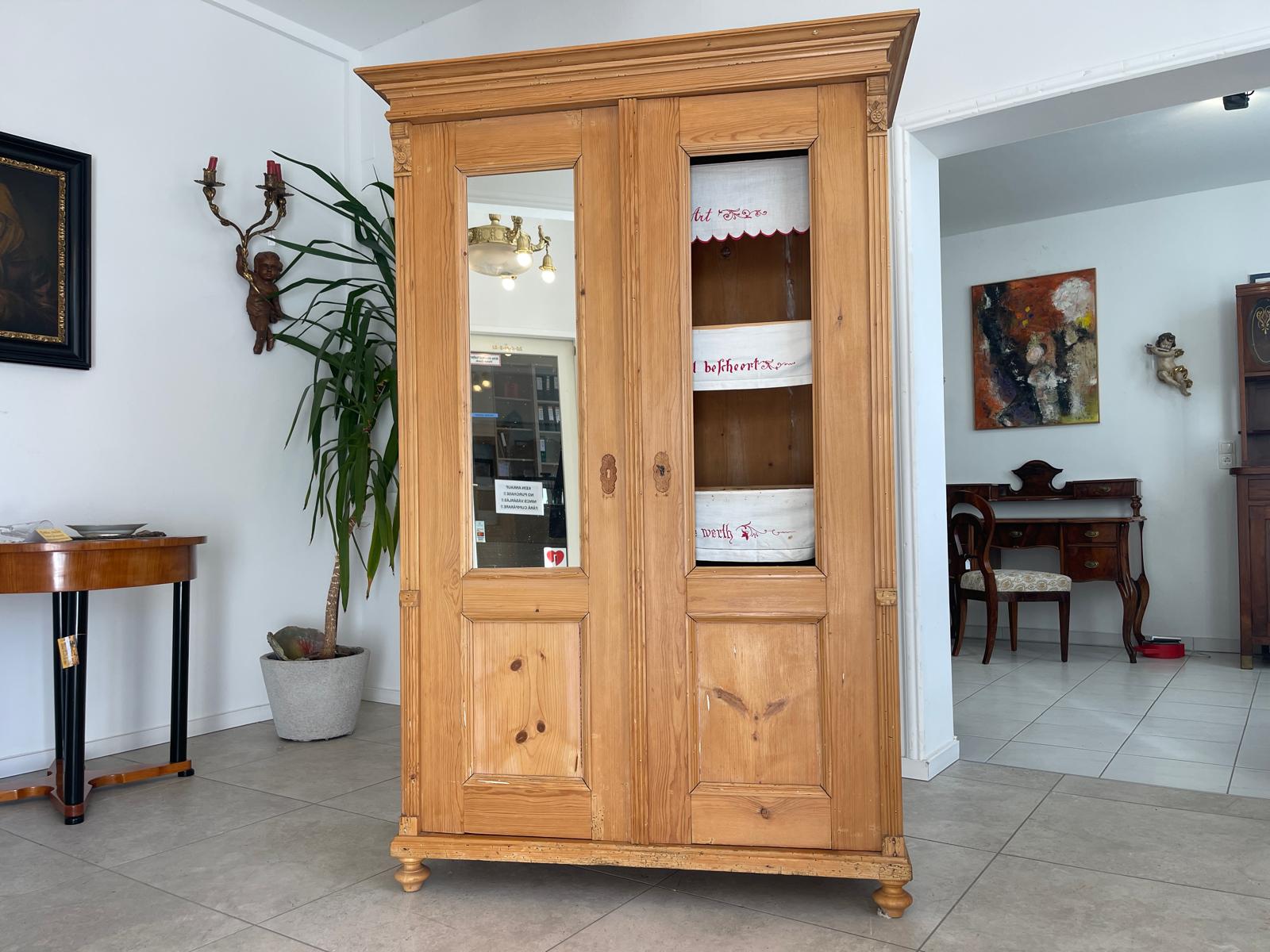Bäuerliche Vitrine Bauernvitrine Bauernschrank Naturholz Bücherschrank G1282
