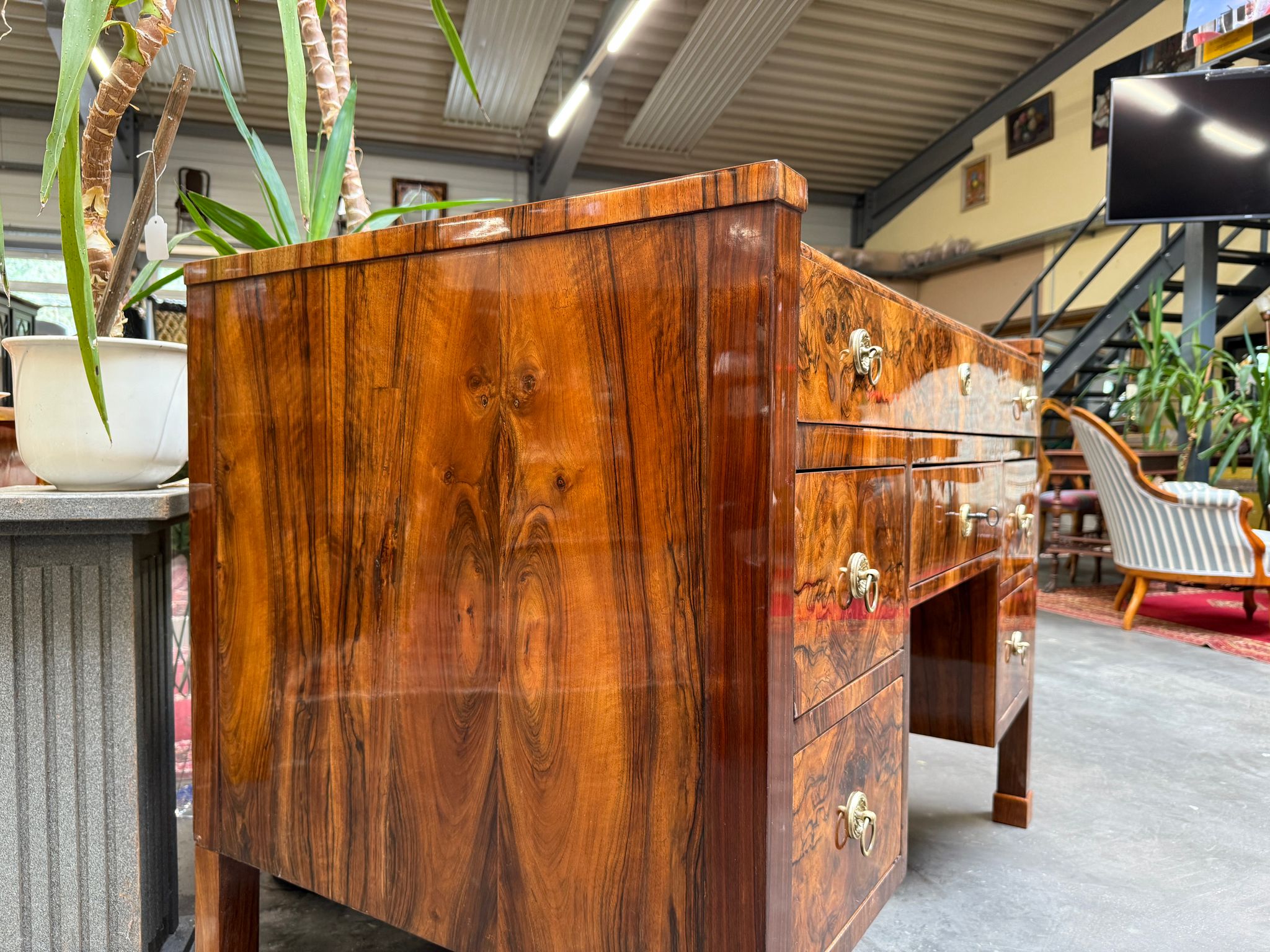 Restaurierte Biedermeier Schreibkommode Sekretär Nussholz Antiquität G2054