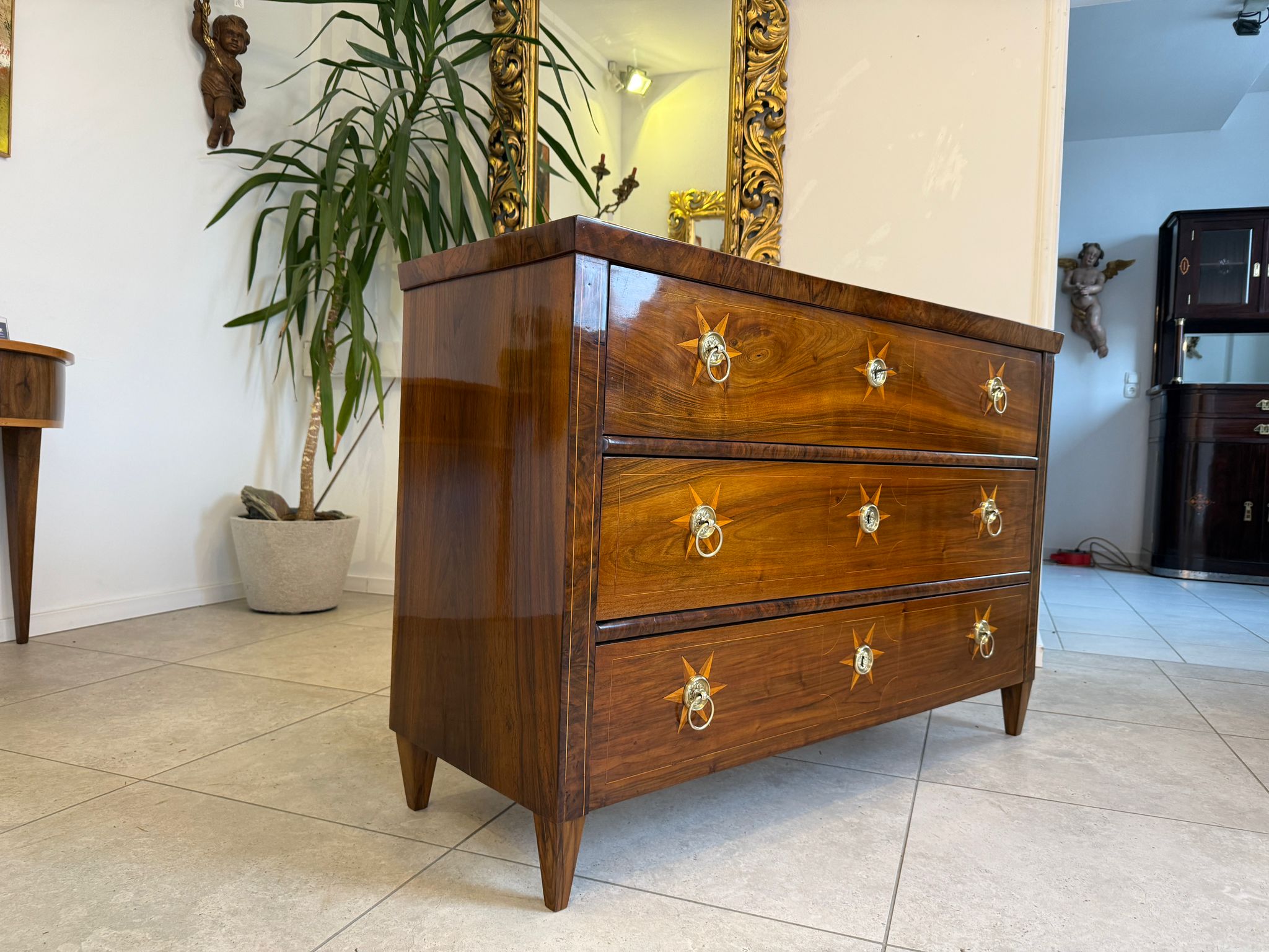 Restaurierte Biedermeier Kommode 3 Ladenkommode Nussholz Antiquität D1044