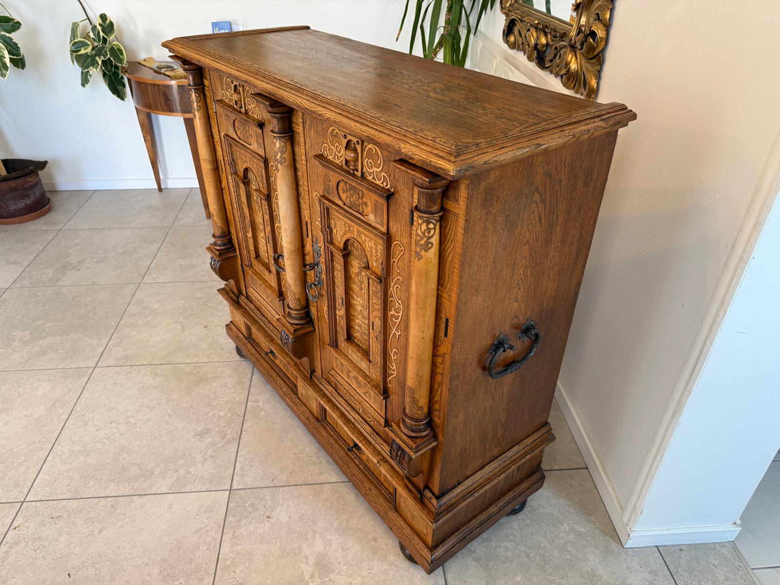 Spätrenaissance Anrichte Eichenholz Original Rarität Antiquität G2189