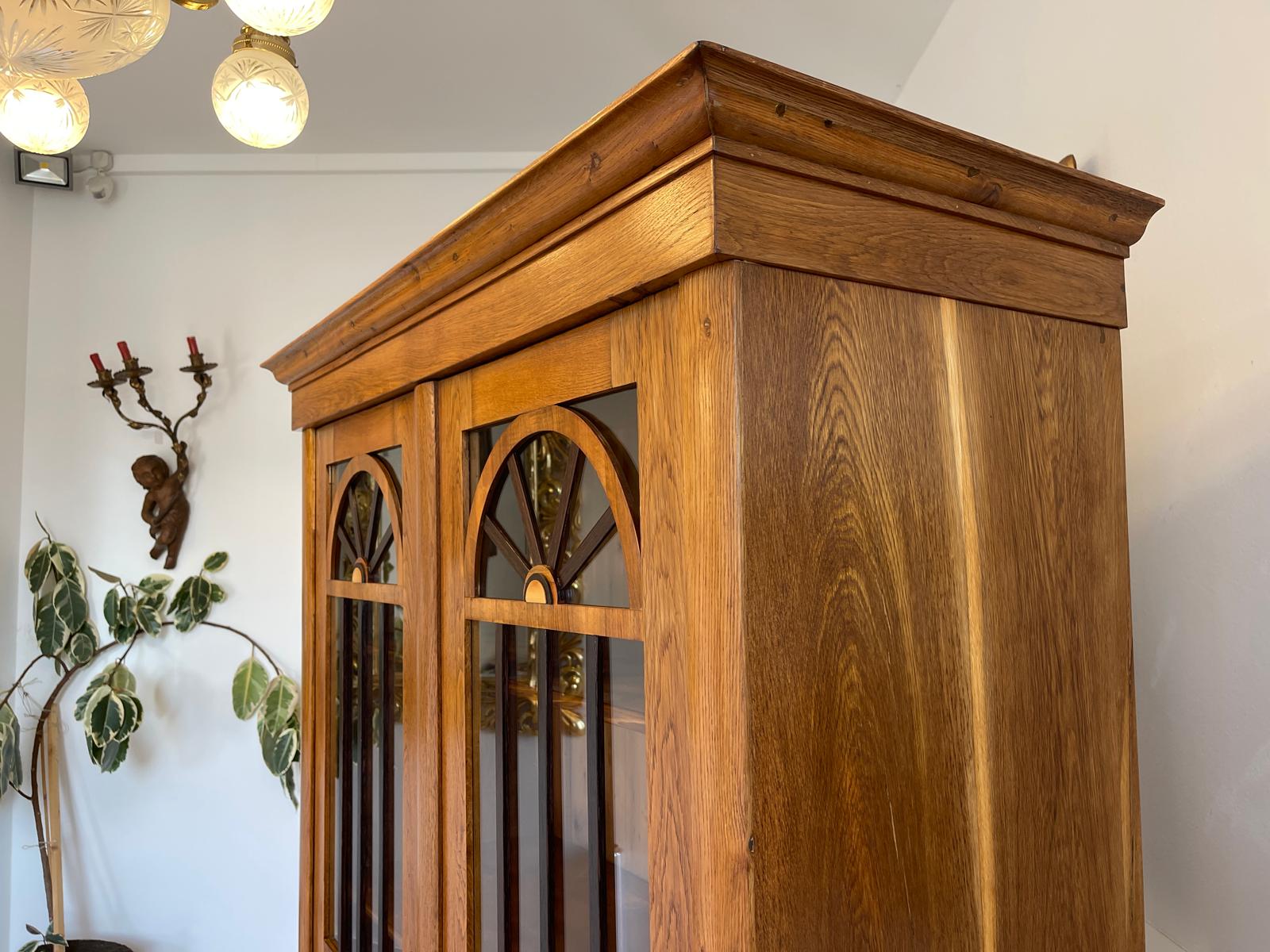 SALE Biedermeier Vitrine Bücherschrank Sammlervitrine Eichenholz Antiquität G1133