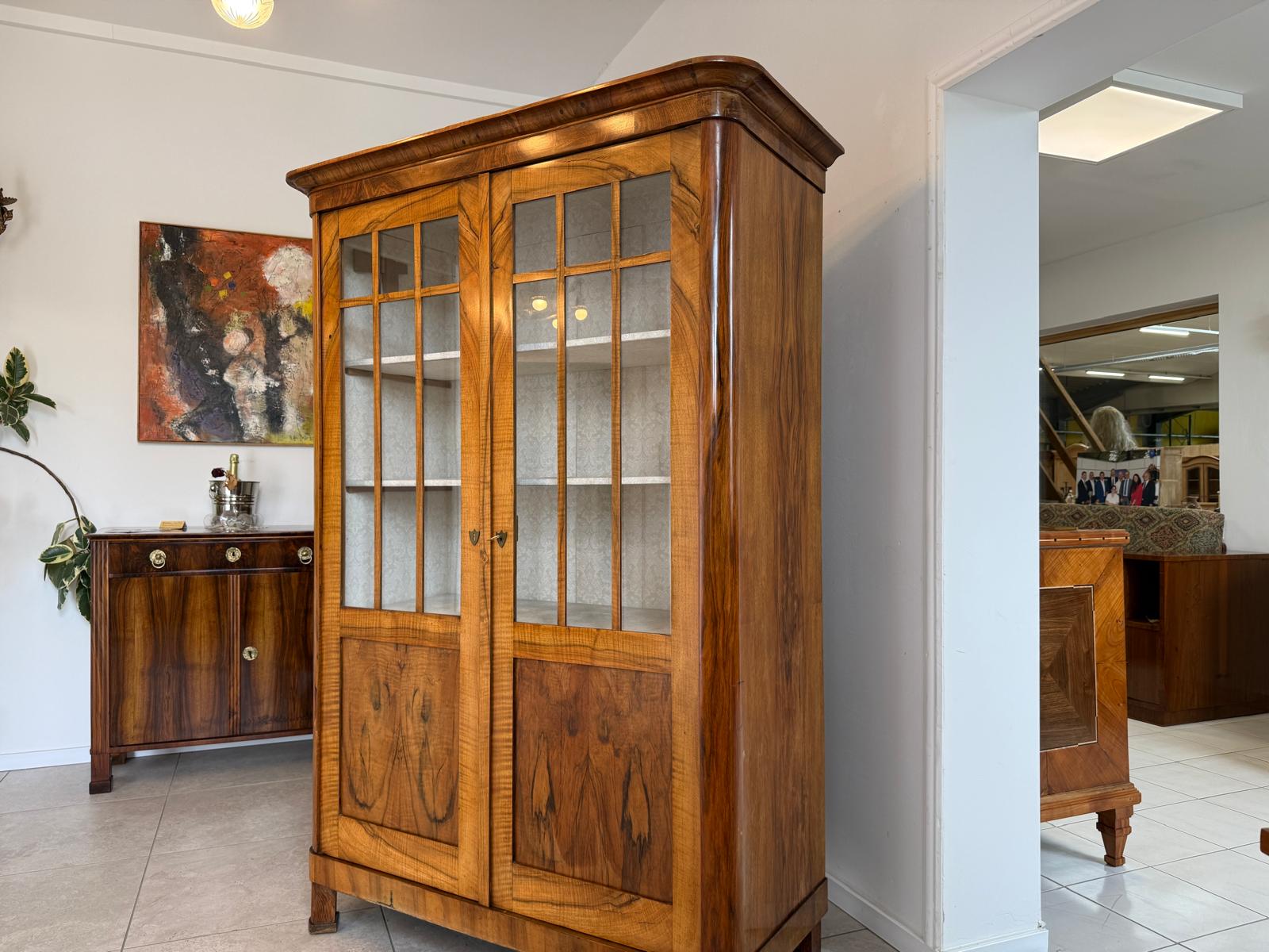Originale Biedermeier Vitrine Bücherschrank Glasschrank G2102