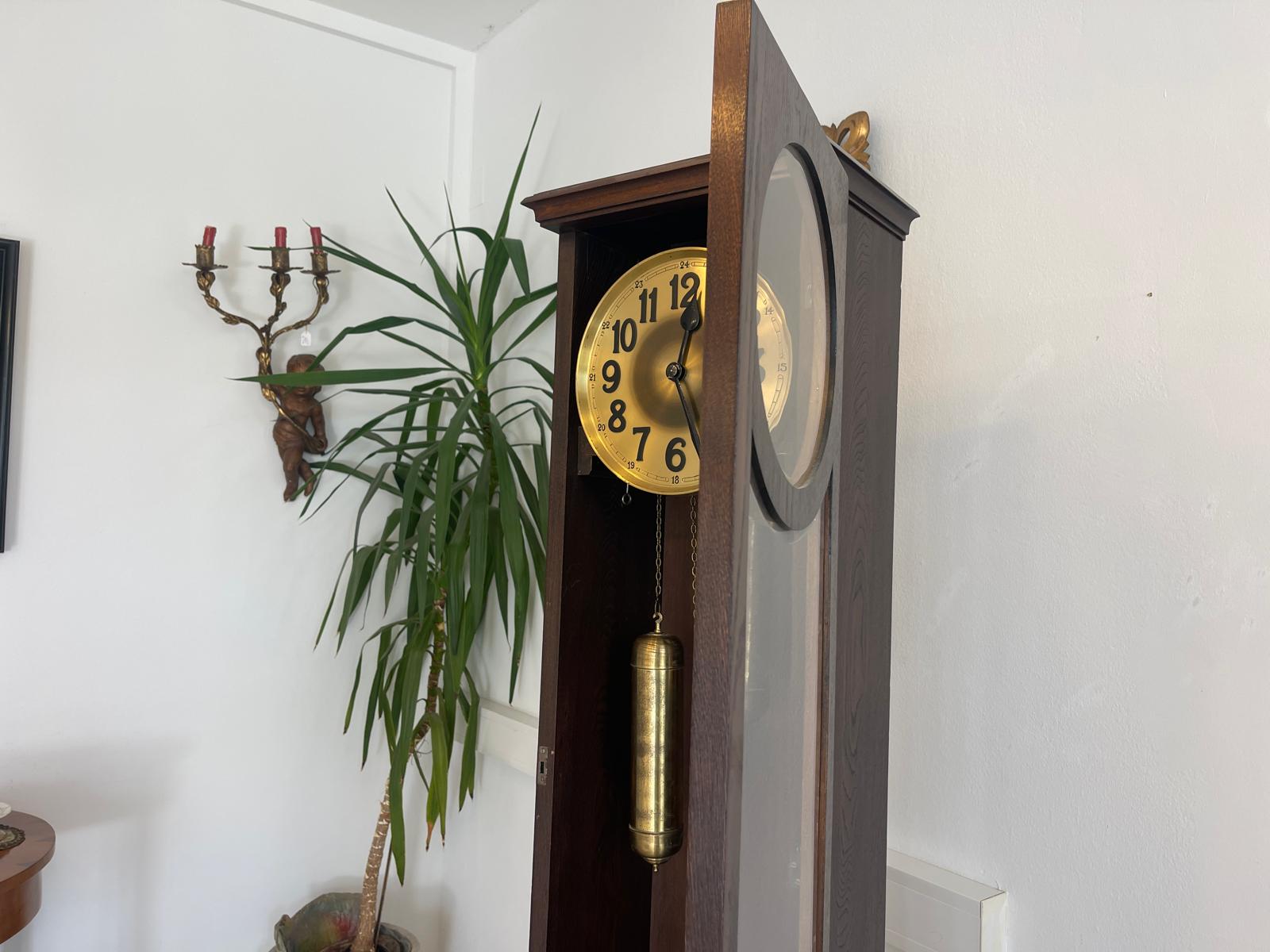 Originaler Jugendstil Regulator Standuhr 2 Gewichte Antik G1354
