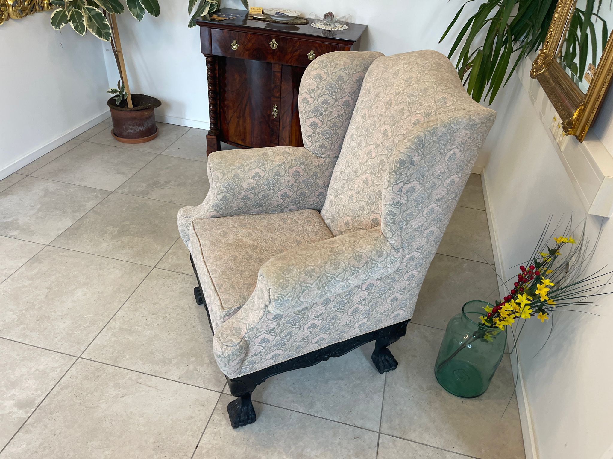 d8986ff7-0f07-4f24-903e-f3618c748d75 Alter Historismus Ohrenfauteuil Antiker Ohrensessel Eleganter Fauteuil A4564