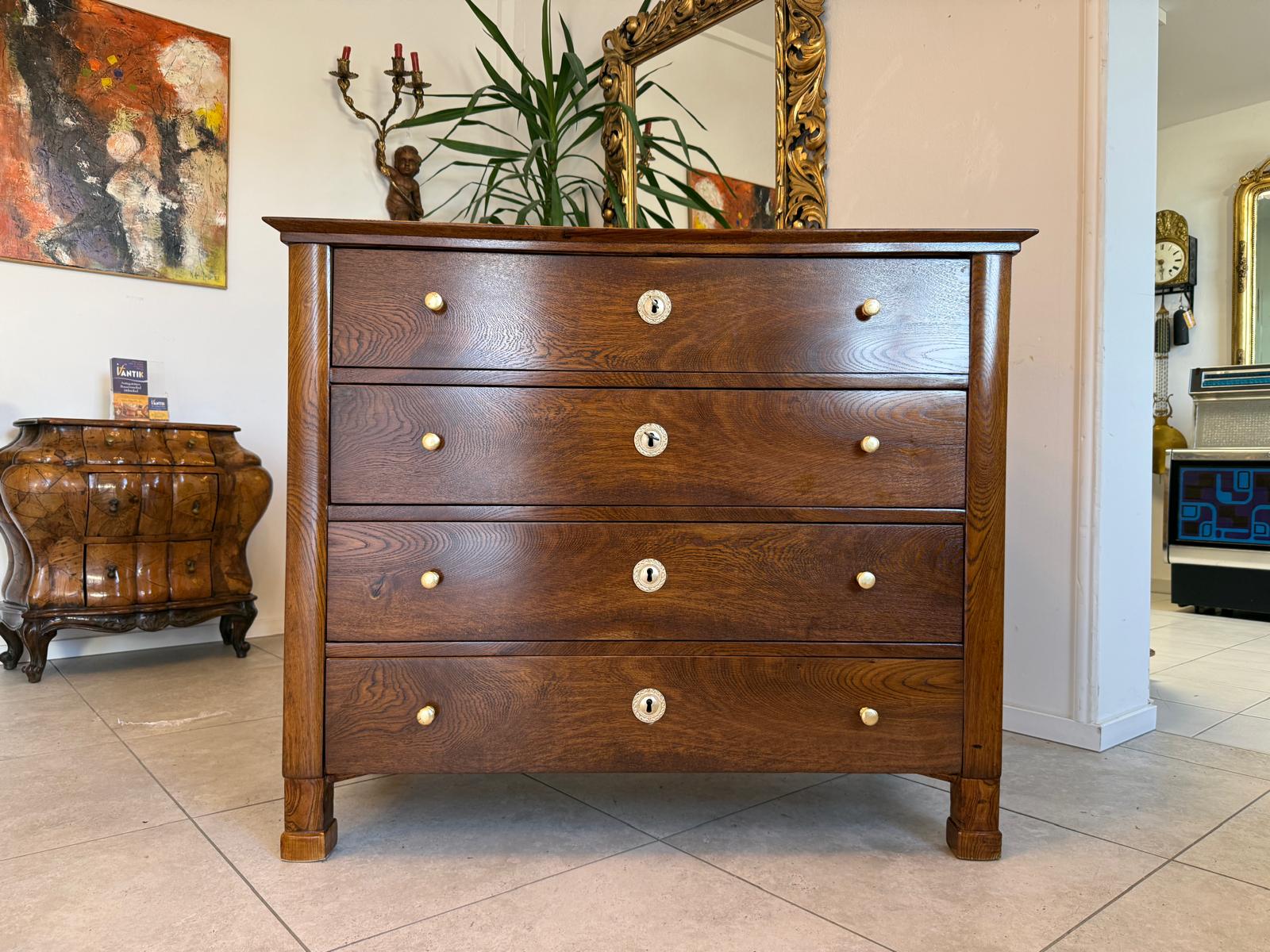 Biedermeier Schreibkommode Eichenholz Antiquität Antikmöbel Restauriert D1174