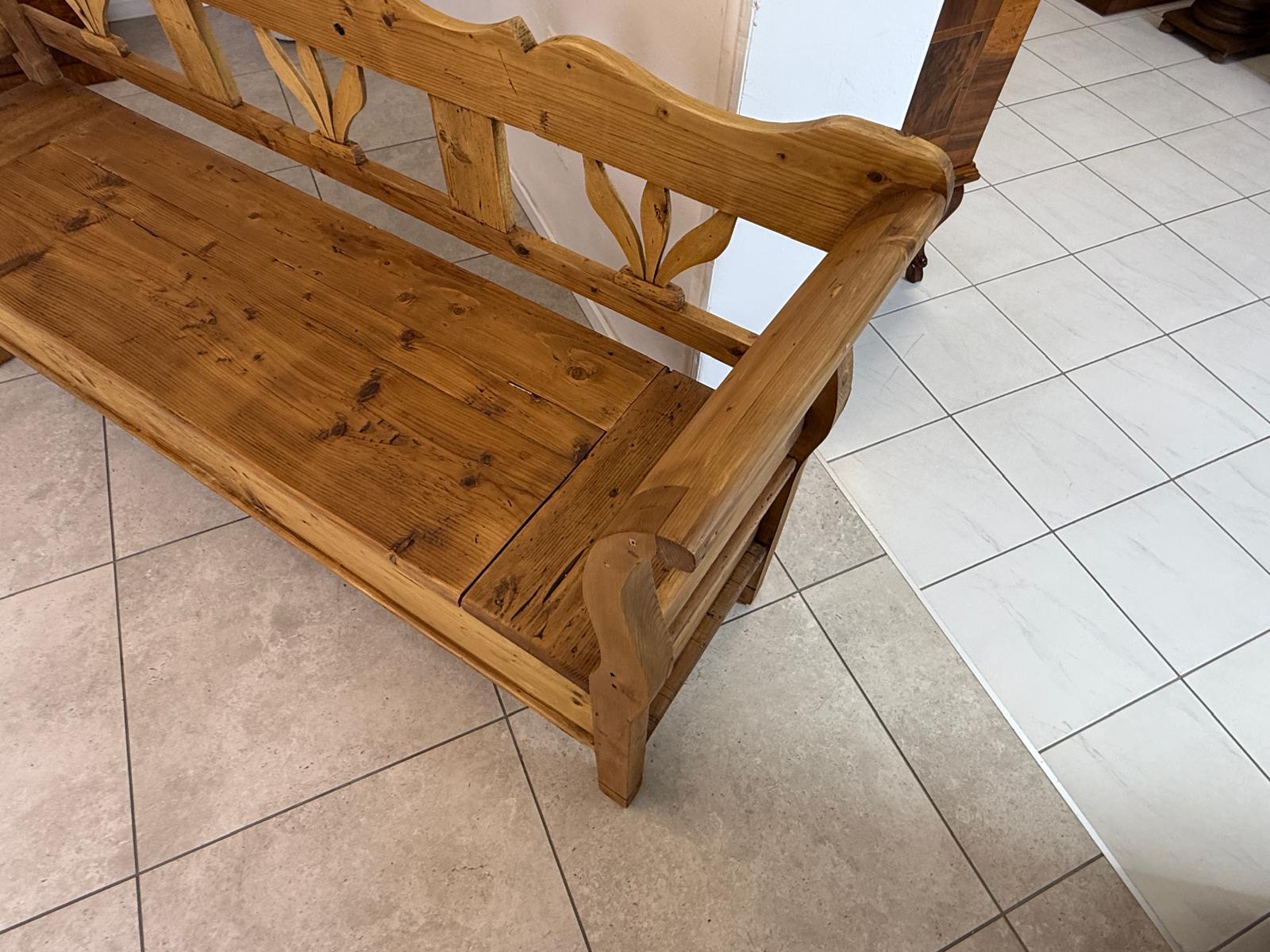 Provinzielle Biedermeier Truhenbank Landhausbank Antik D2417