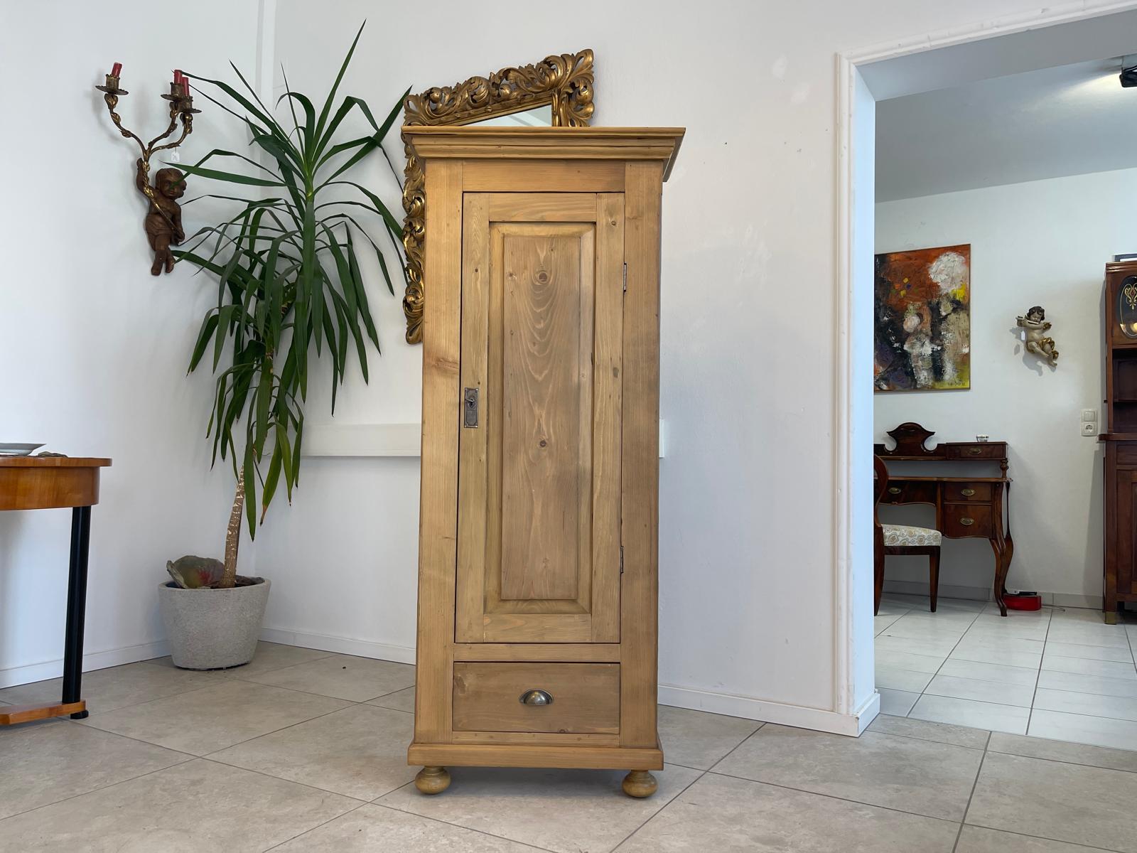 Bäuerlicher 1 türiger Bauernschrank Jugendstil Naturholzschrank G1320