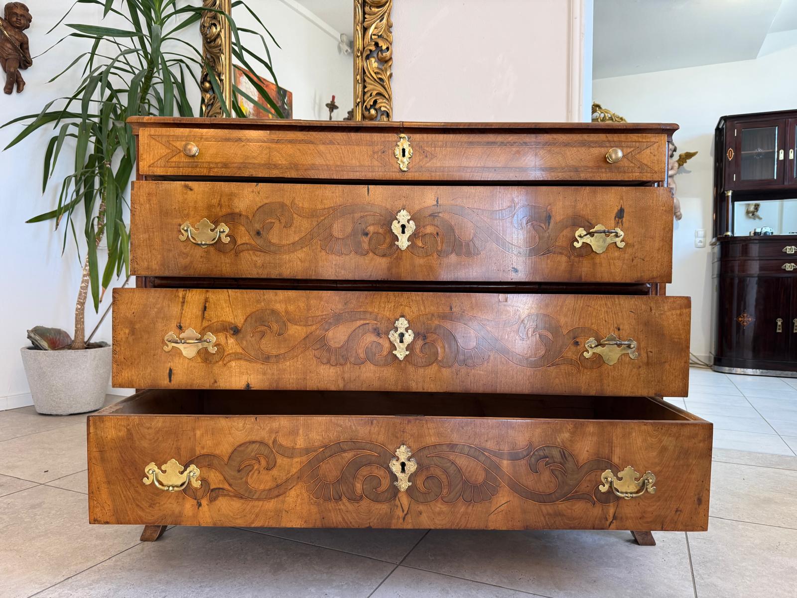 Biedermeier Kommode 3 Ladenkommode Nussholz Authentische Antiquität D1211