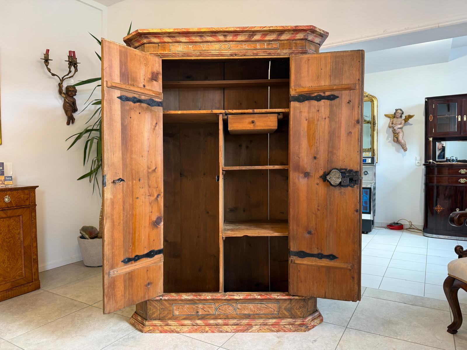 Handbemalter Barockschrank Bauernschrank Bauernkasten Kitzbühel Weichholz D1205