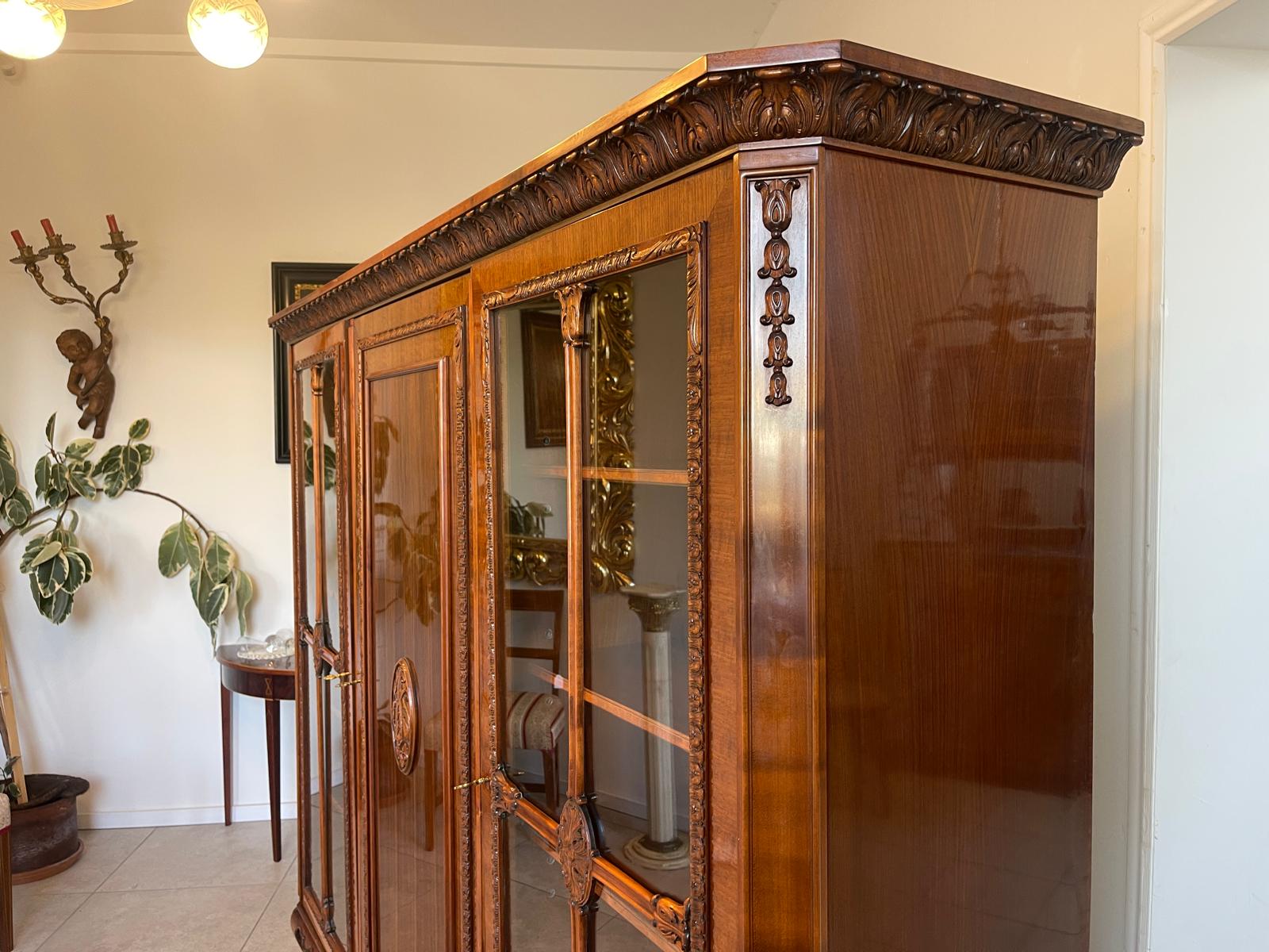 Bücherschrank Barock Barockstil Vitrine Glasschrank Wohnzimmerschrank A5149