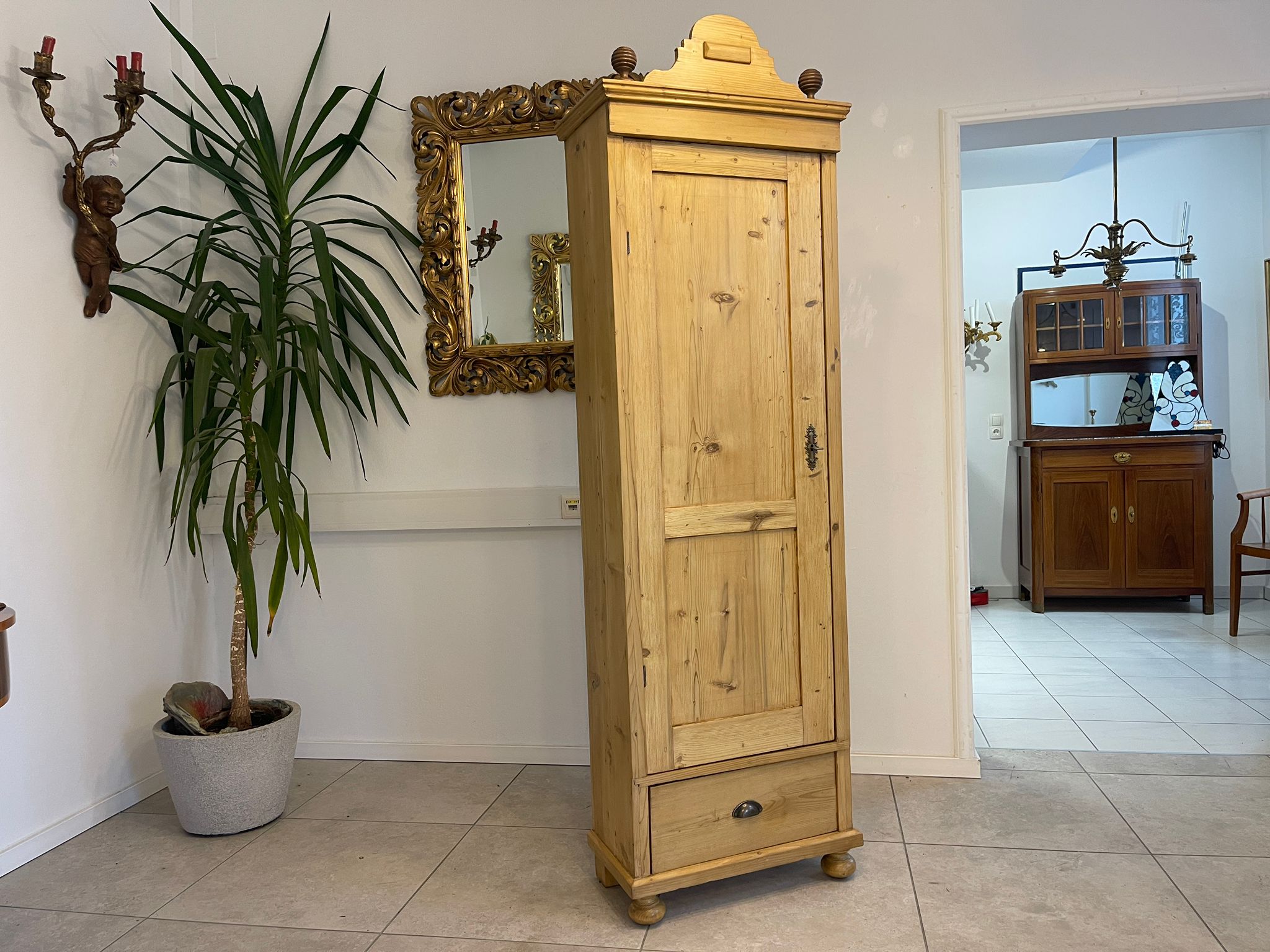 Originaler 1 türiger Bauernschrank Jugendstil Naturholzschrank Bauernstube E1020