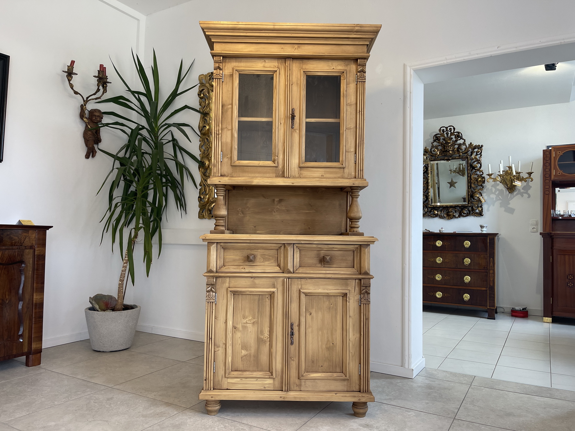 Biedermeier-Barock-14mIr3mmPC8008m Schmale Gründerzeit Küchenkredenz Bauernschrank A4078