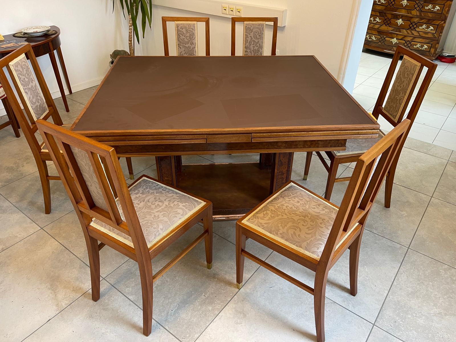 66916a2d-eaef-4dbe-812e-a22d2605c6d3 Jugendstil Essgruppe 7-teilig mit Auszugtisch und Sessel - Elegante Speisezimmermöbel - A4179