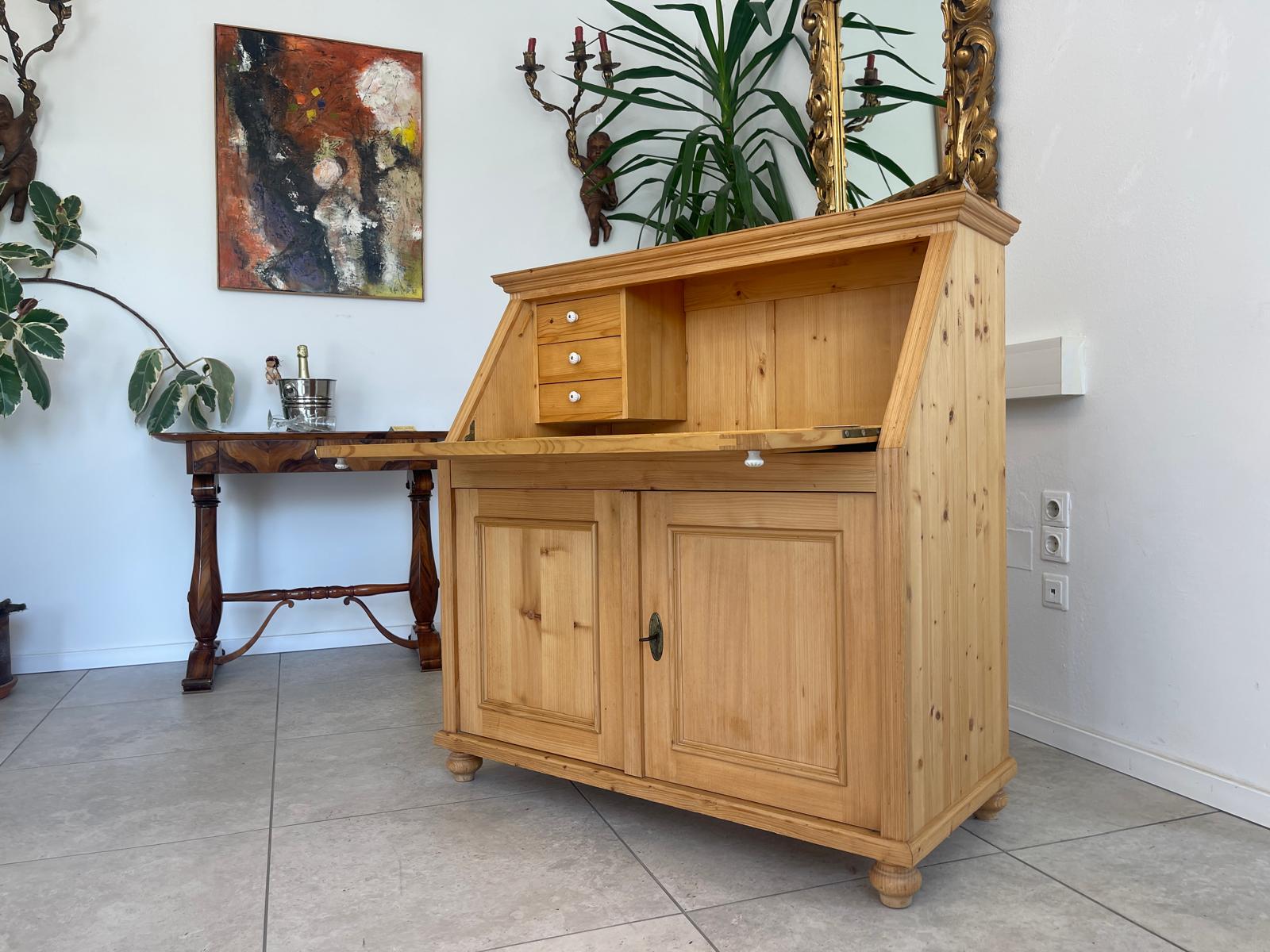 Bäuerlicher Gründerzeit Schreibtisch Sekretär Naturholz G1702